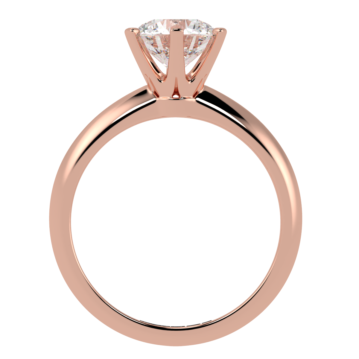 Round Solitaire 6-Claw Engagement Ring Rose Gold