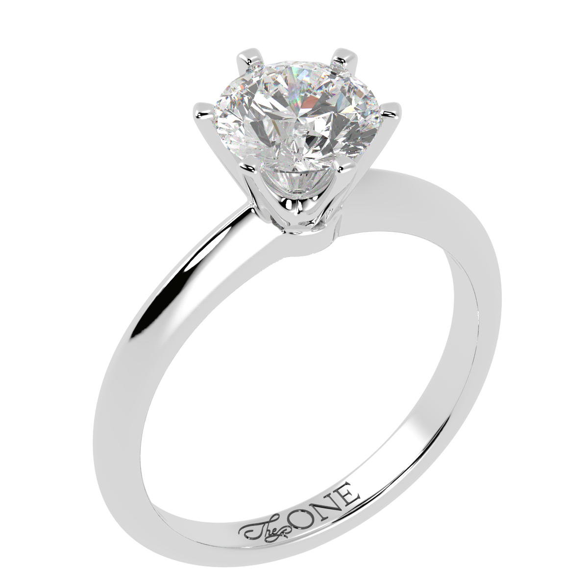 Round Solitaire 6-Claw Engagement Ring White Gold