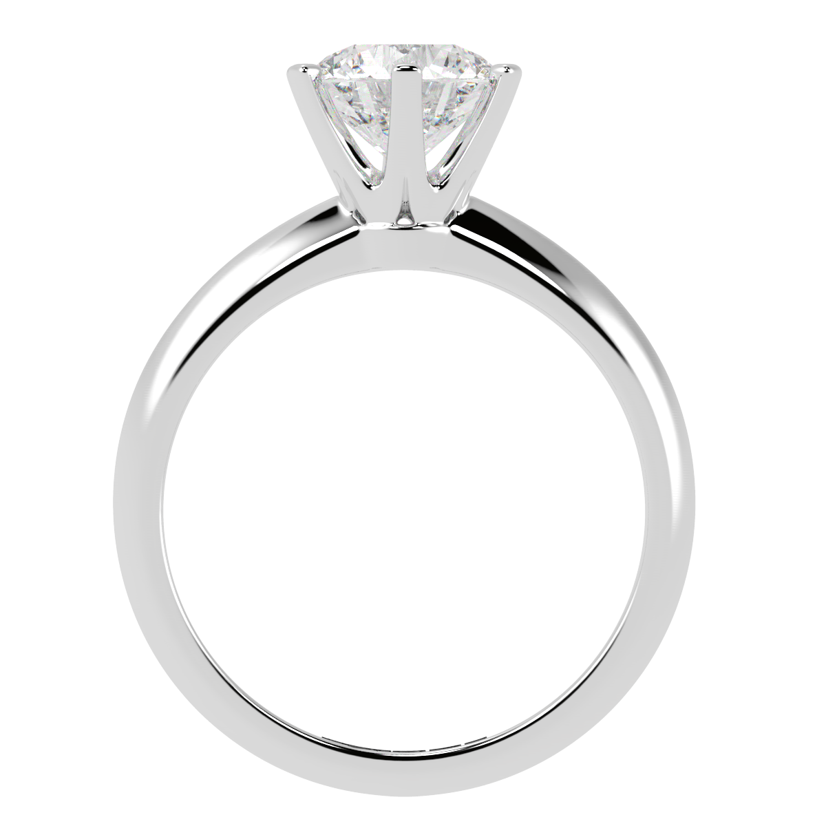 Round Solitaire 6-Claw Engagement Ring White Gold