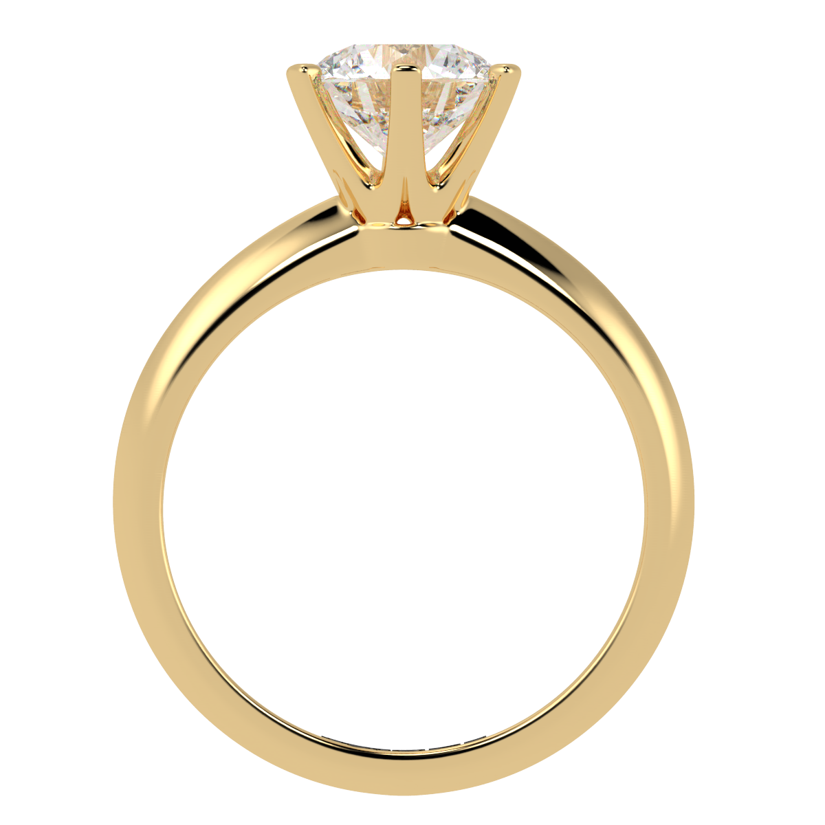 Round Solitaire 6-Claw Engagement Ring Yellow Gold