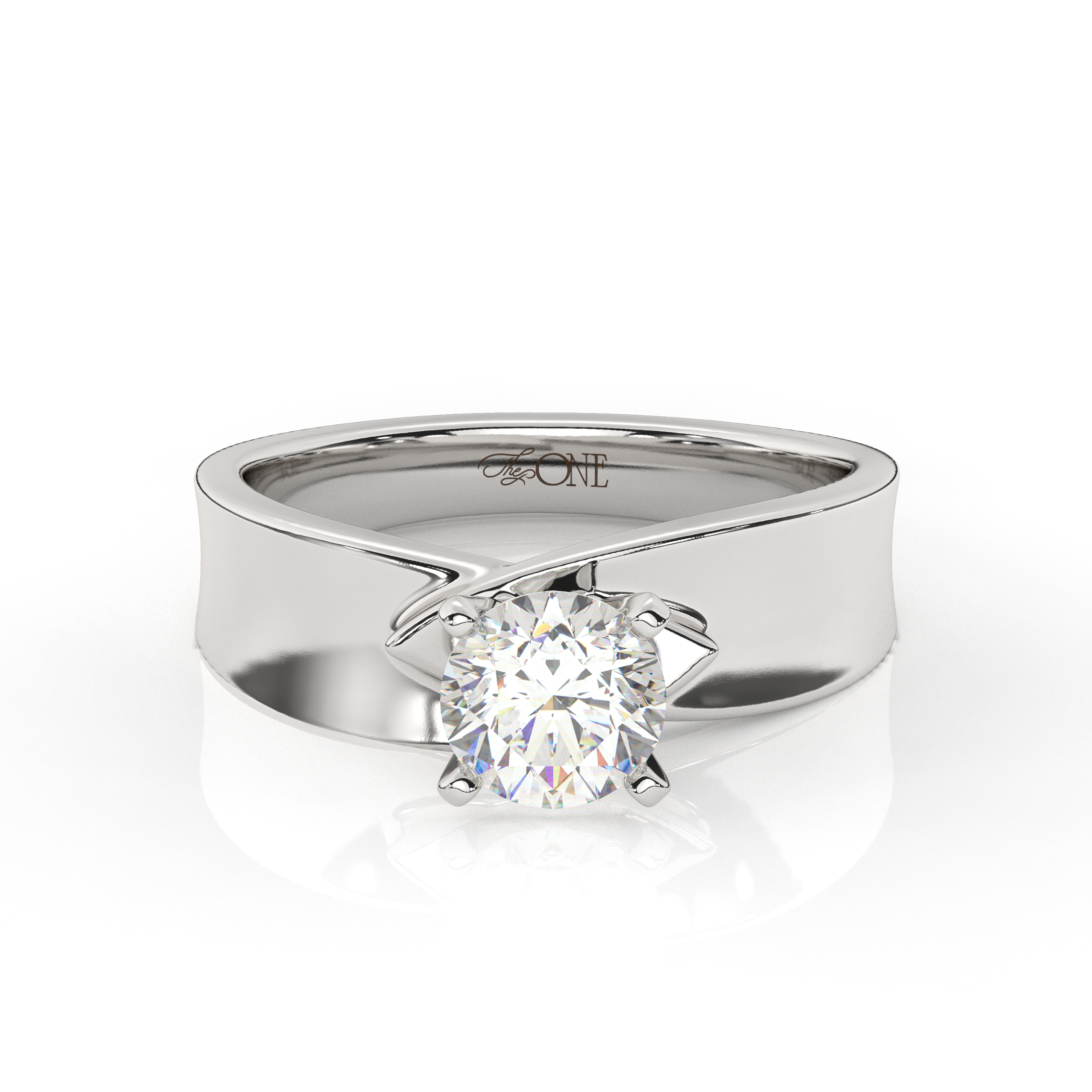 Round Solitaire set on a Twist Band White Gold