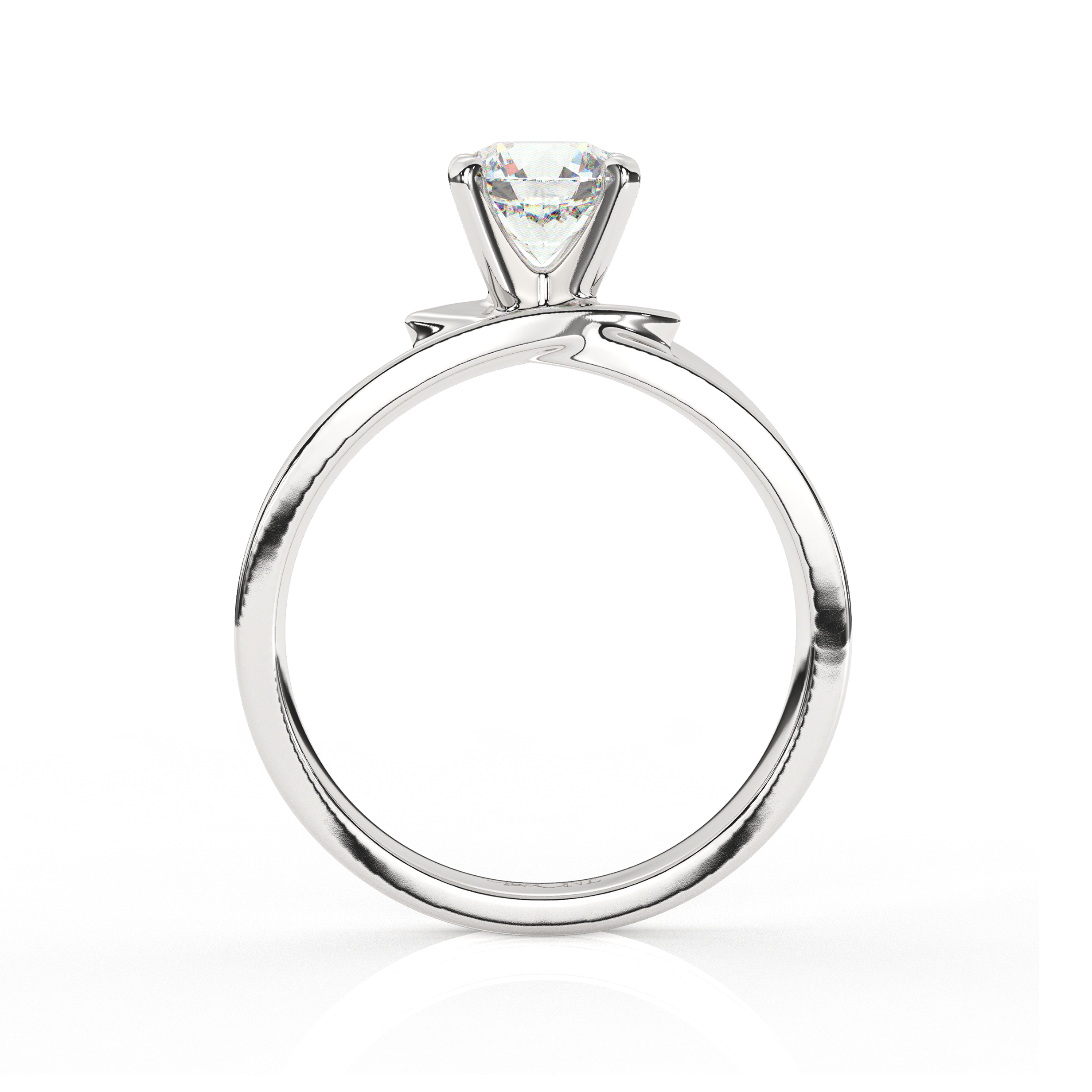 Round Solitaire set on a Twist Band White Gold