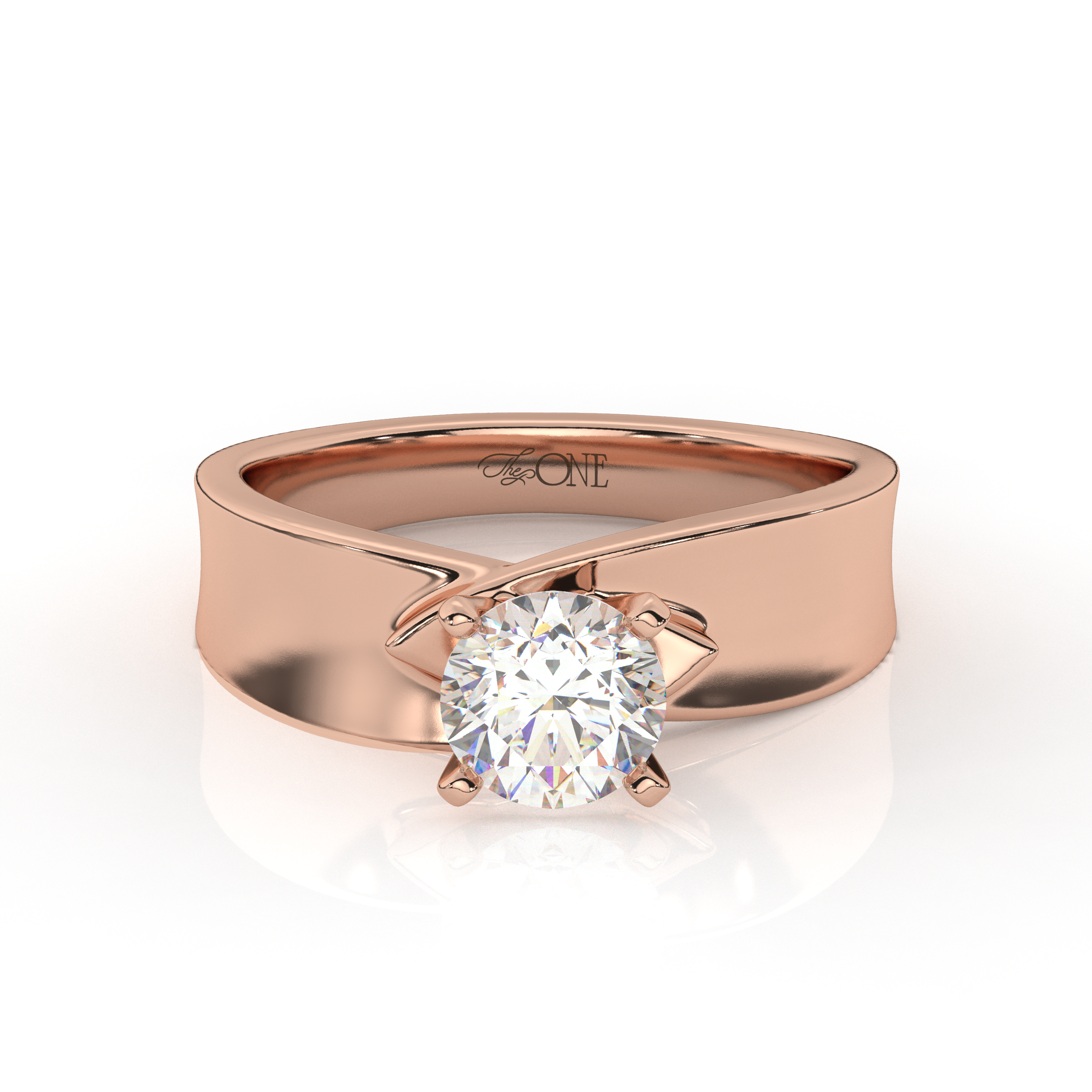 Round Twist Diamond Engagement Ring Rose Gold Front View