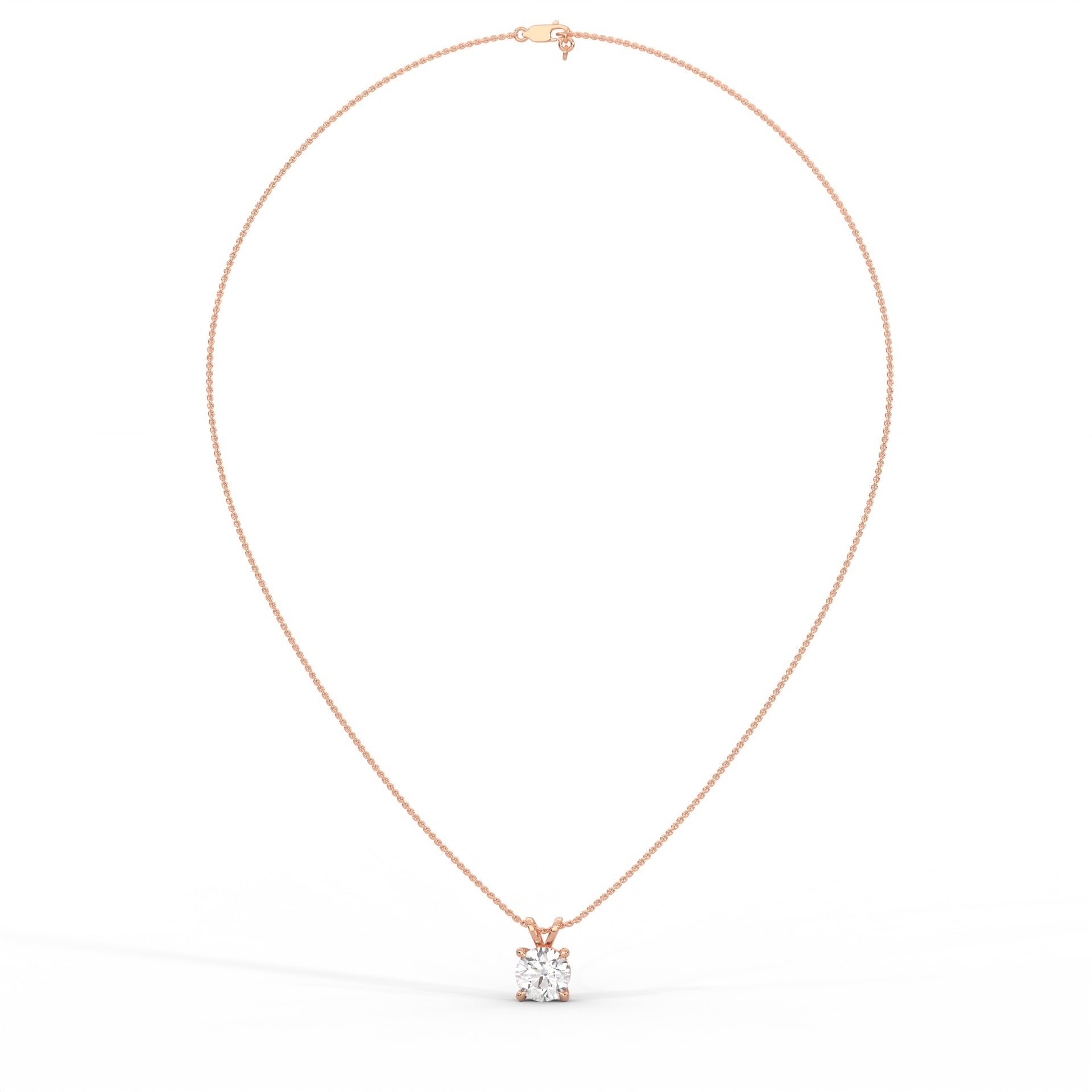 The One Classic Round Diamond Pendant Rose Gold