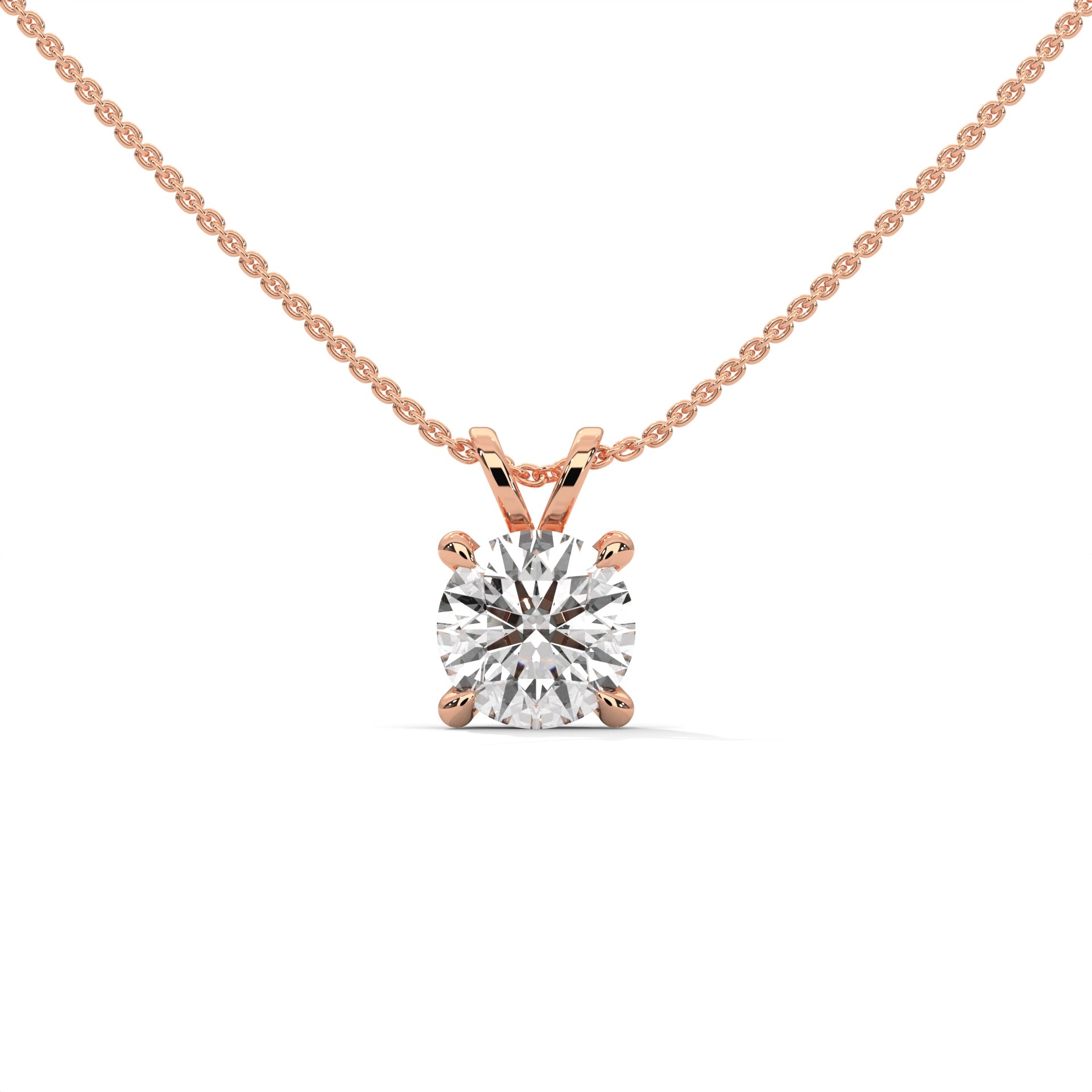 The One Classic Round Diamond Pendant Rose Gold Close Up 