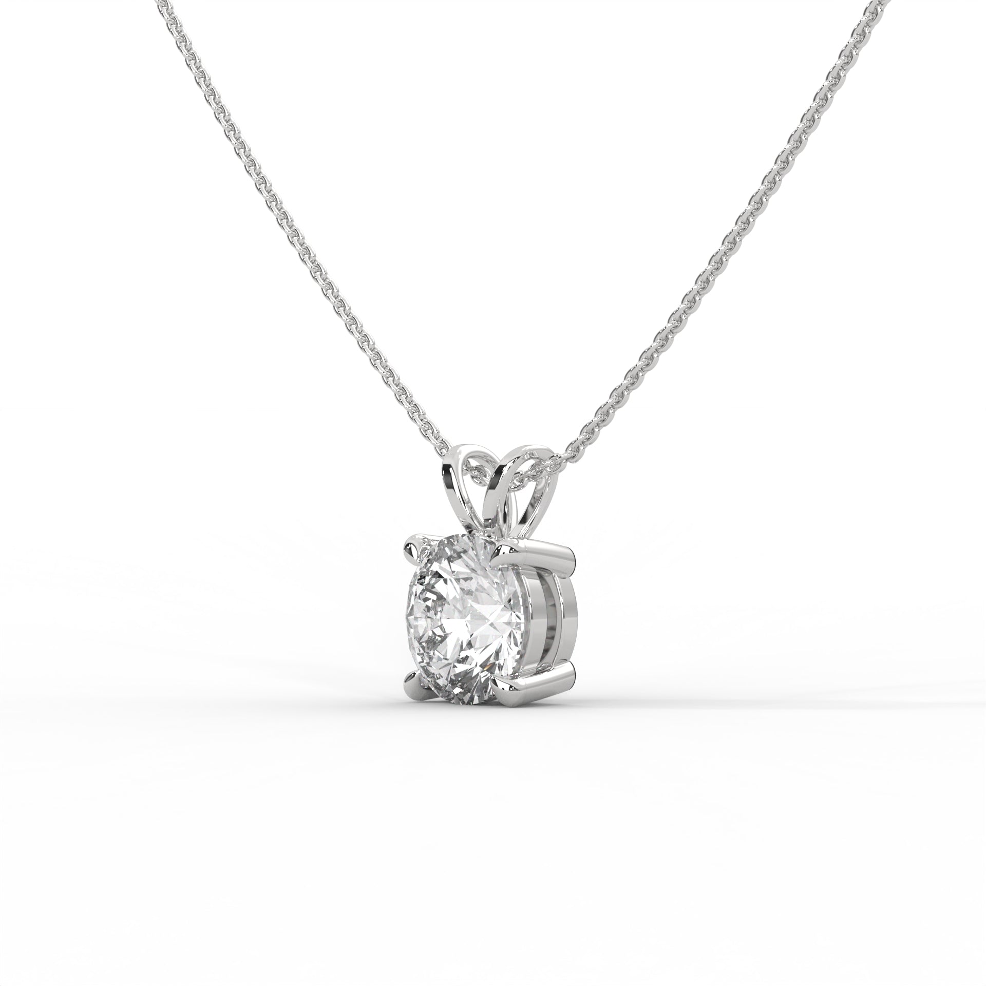 The One Classic Round Diamond Pendant White Gold Angled 