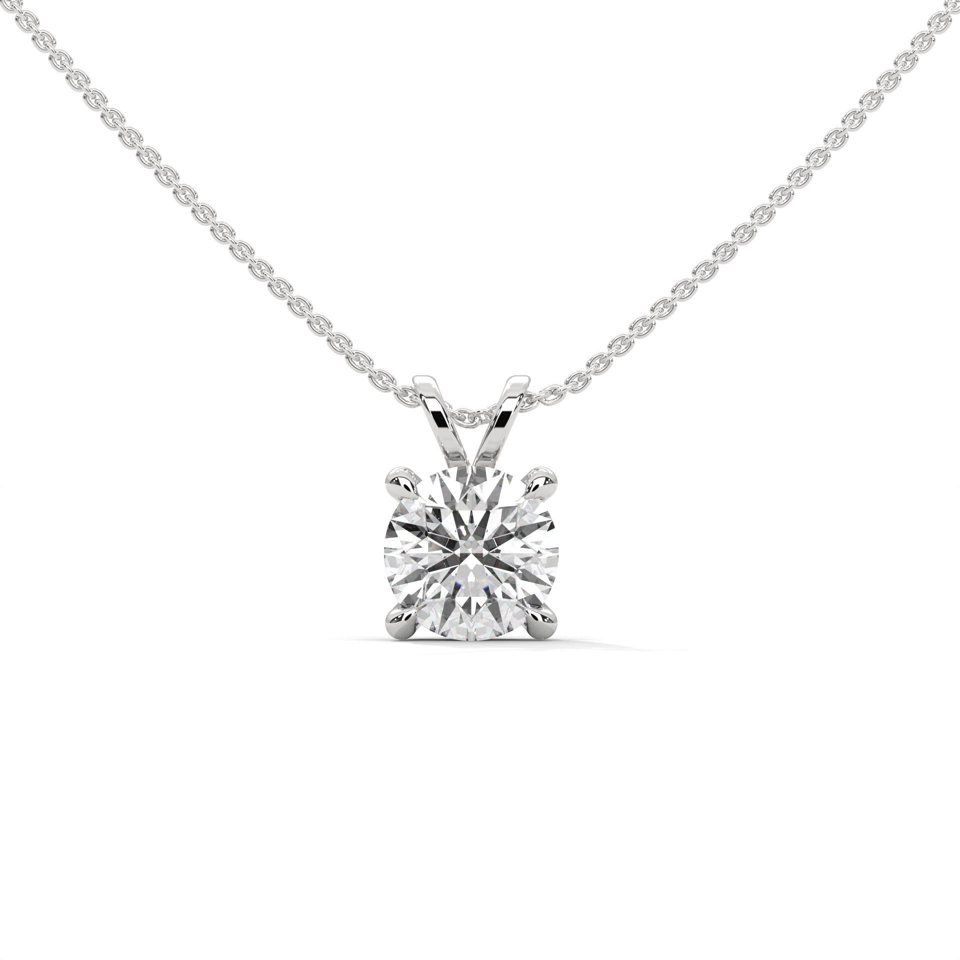 The One Classic Round Diamond Pendant White Gold Close Up 