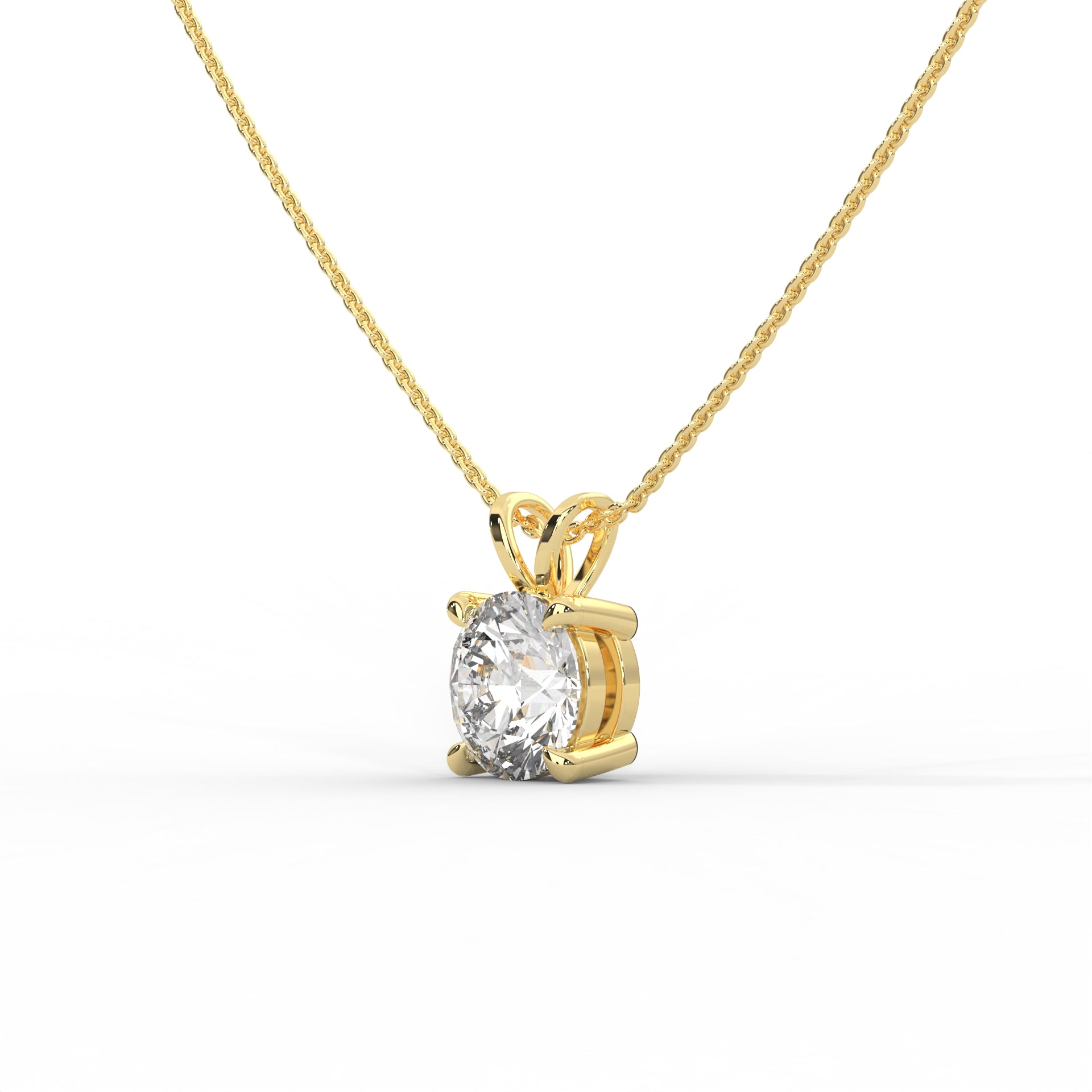 The One Classic Round Diamond Pendant Yellow Gold Angled