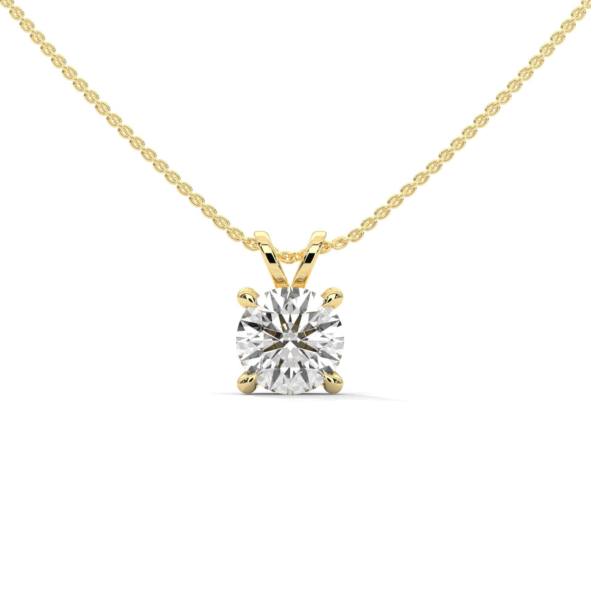 The One Classic Round Diamond Pendant Yellow Gold Close Up 