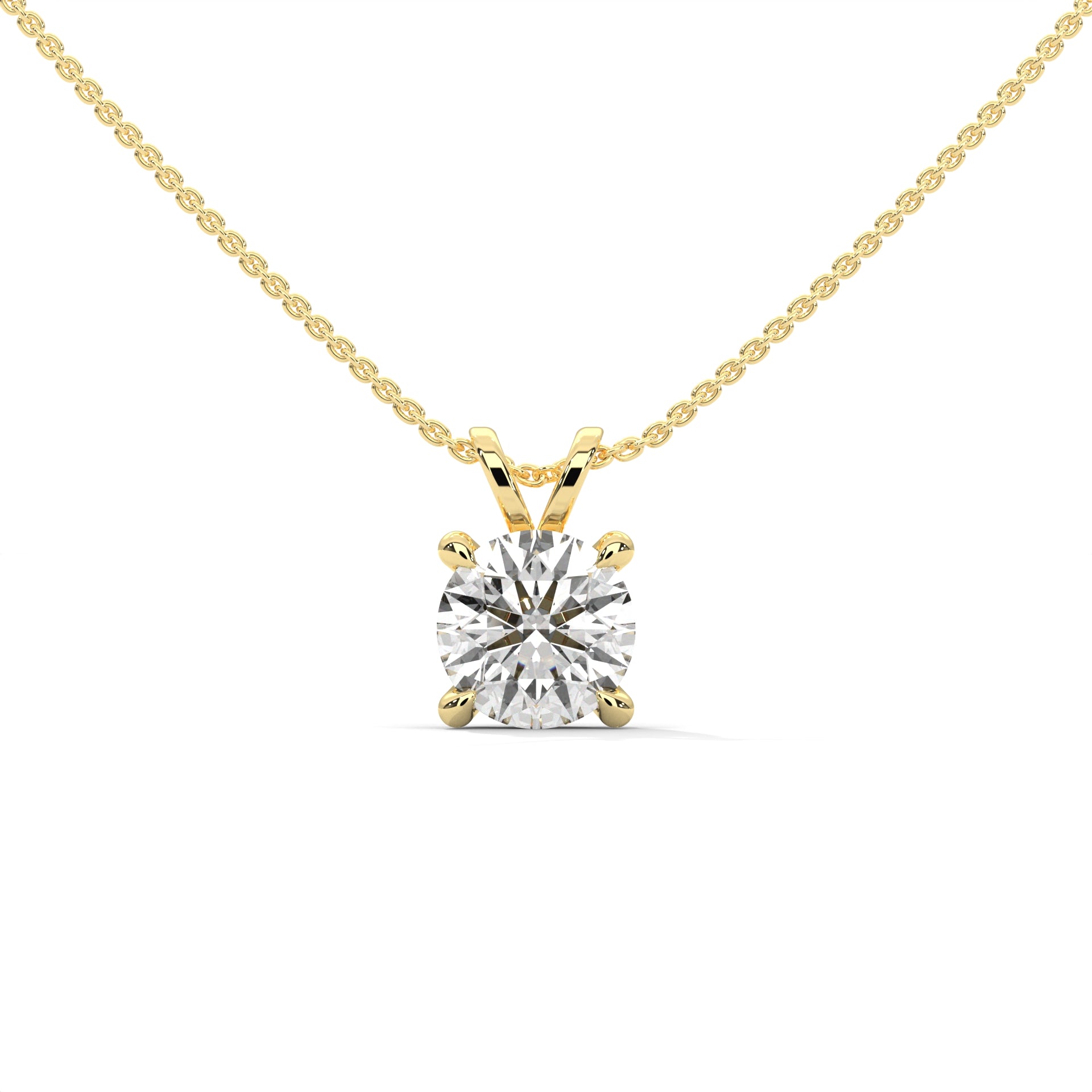 The One Classic Round Diamond Solitaire Pendant Yellow Gold Close View