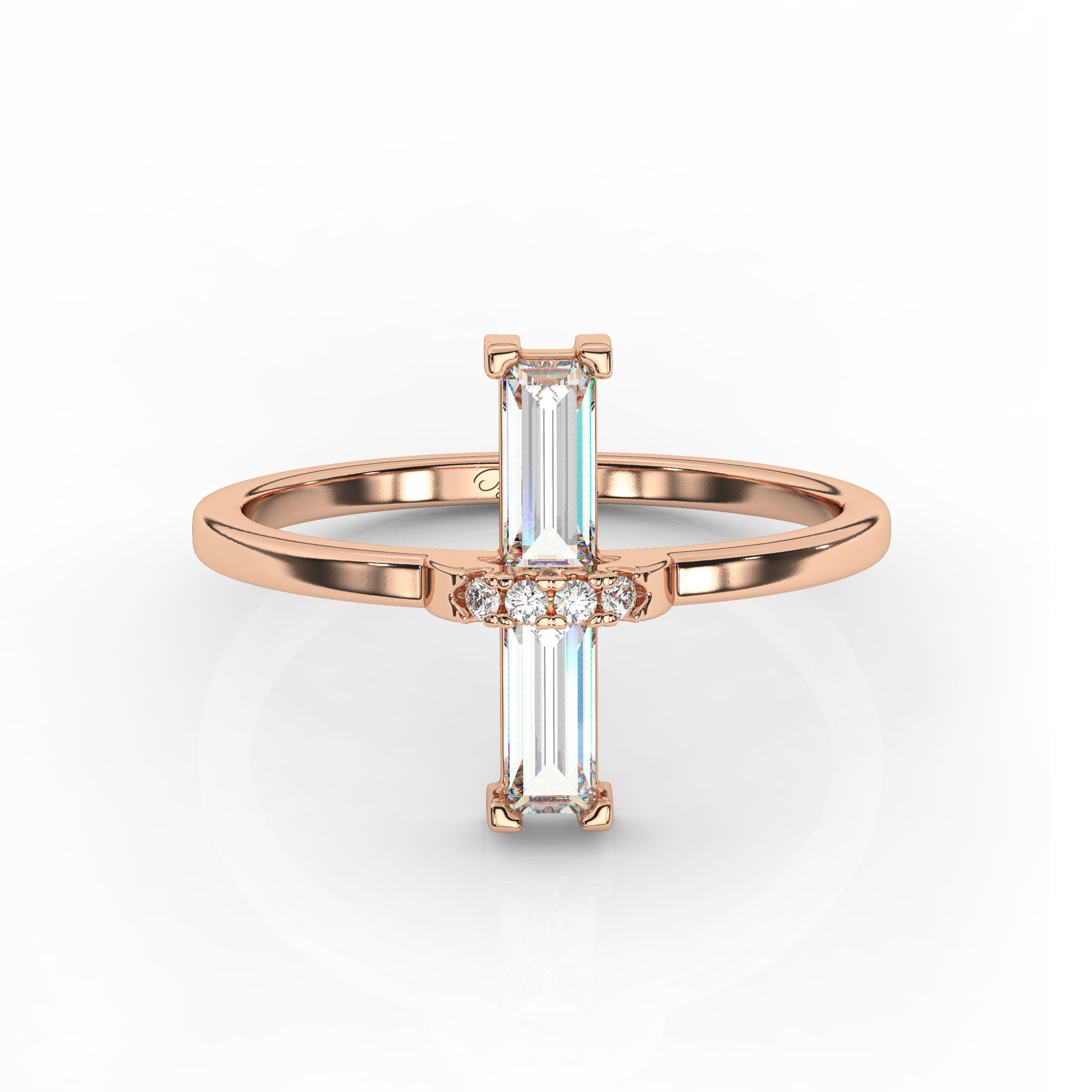 The One Delicat Baguette Diamond Ring Rose Gold Front