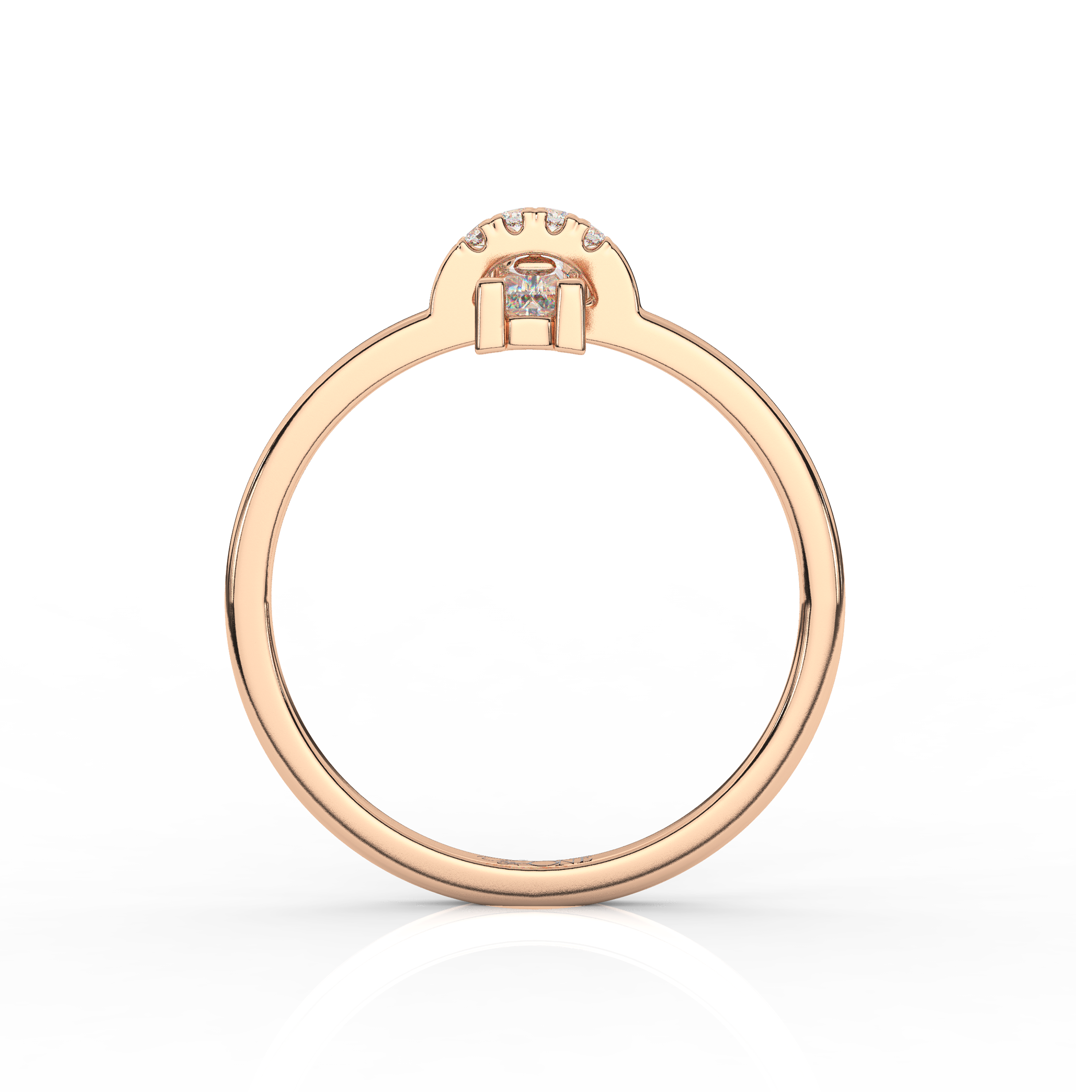 The One Delicat Baguette Diamond Ring Rose Gold Side 