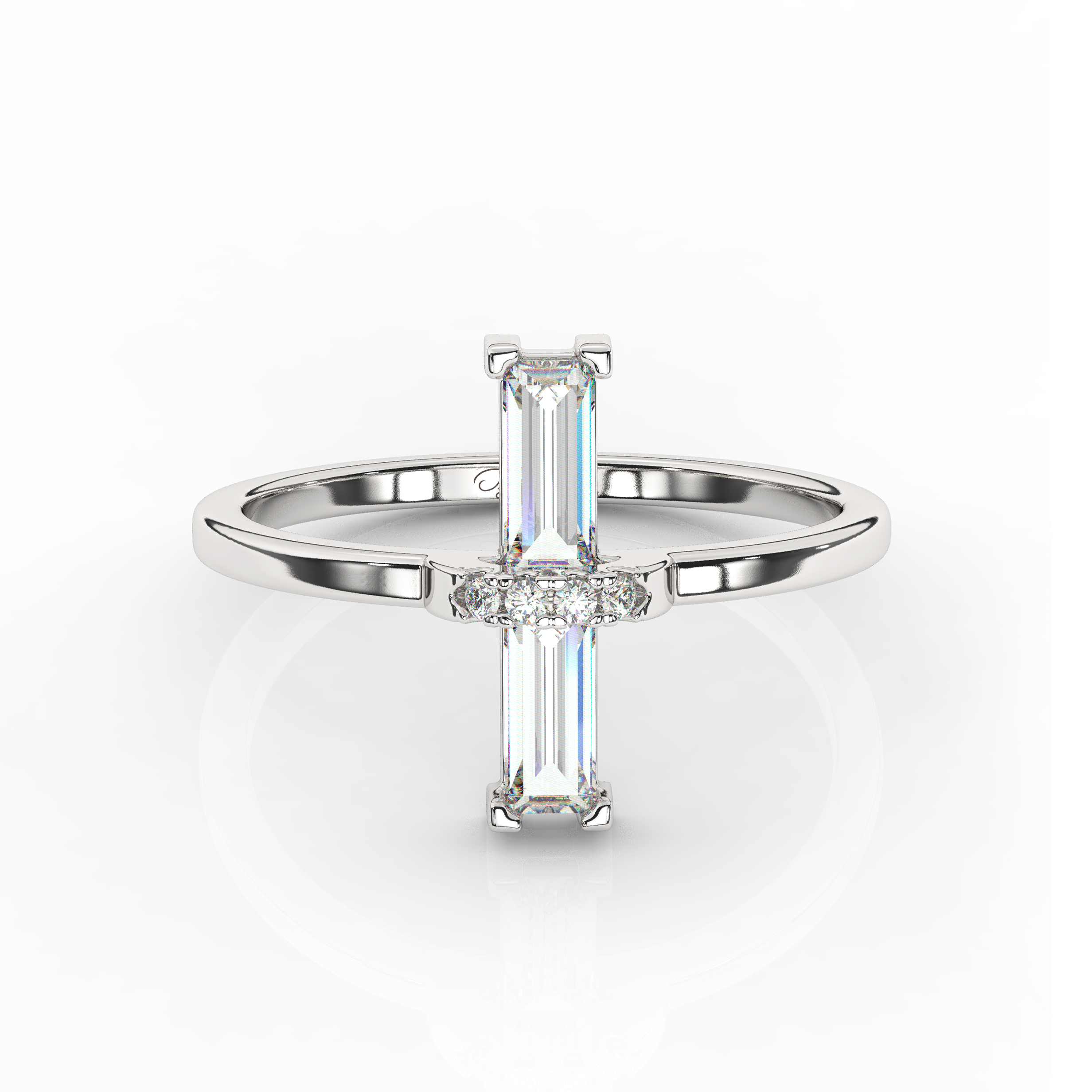 The One Delicat Baguette Diamond Ring White Gold Front