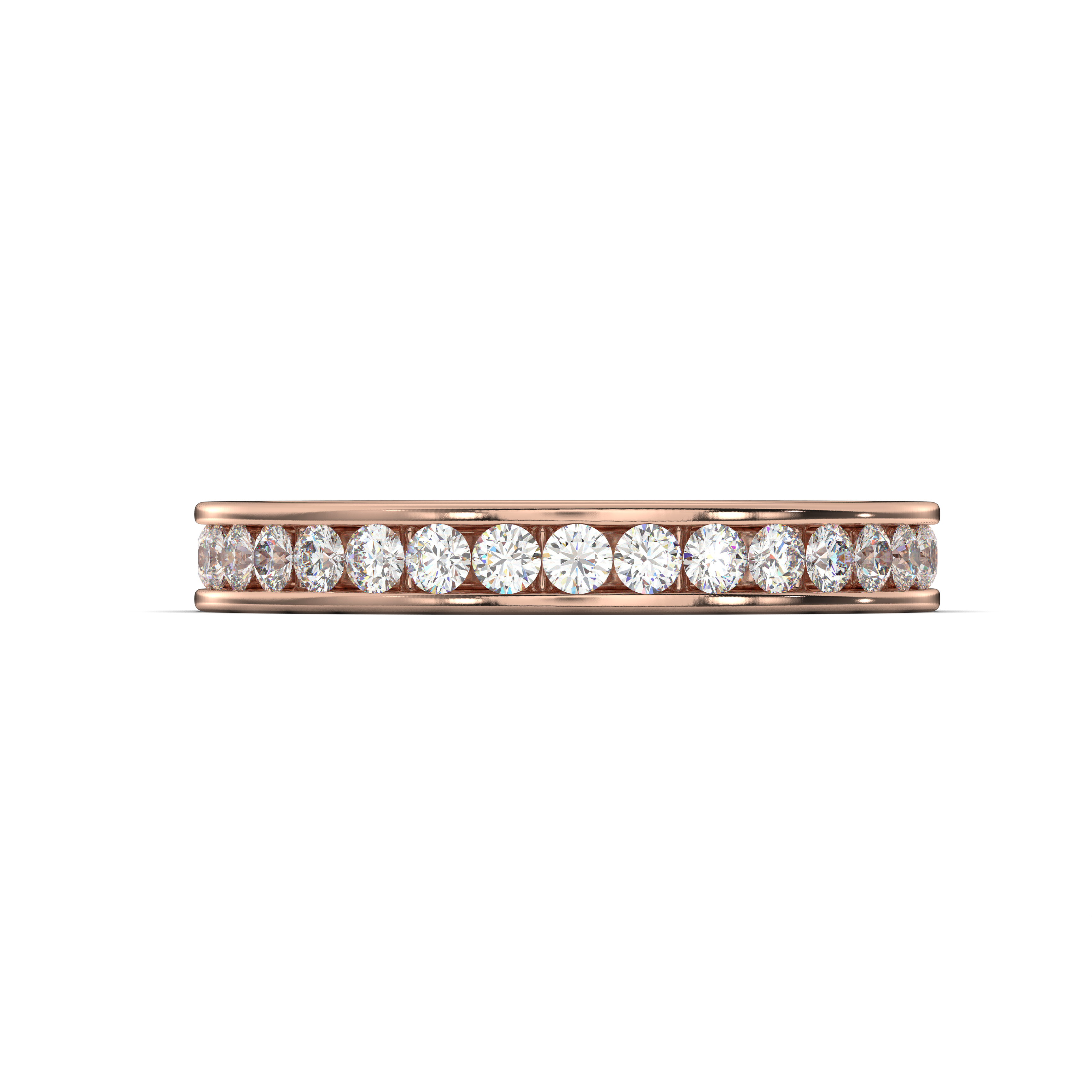 The One Diamond Channel Set Wedding Band Rose Gold 