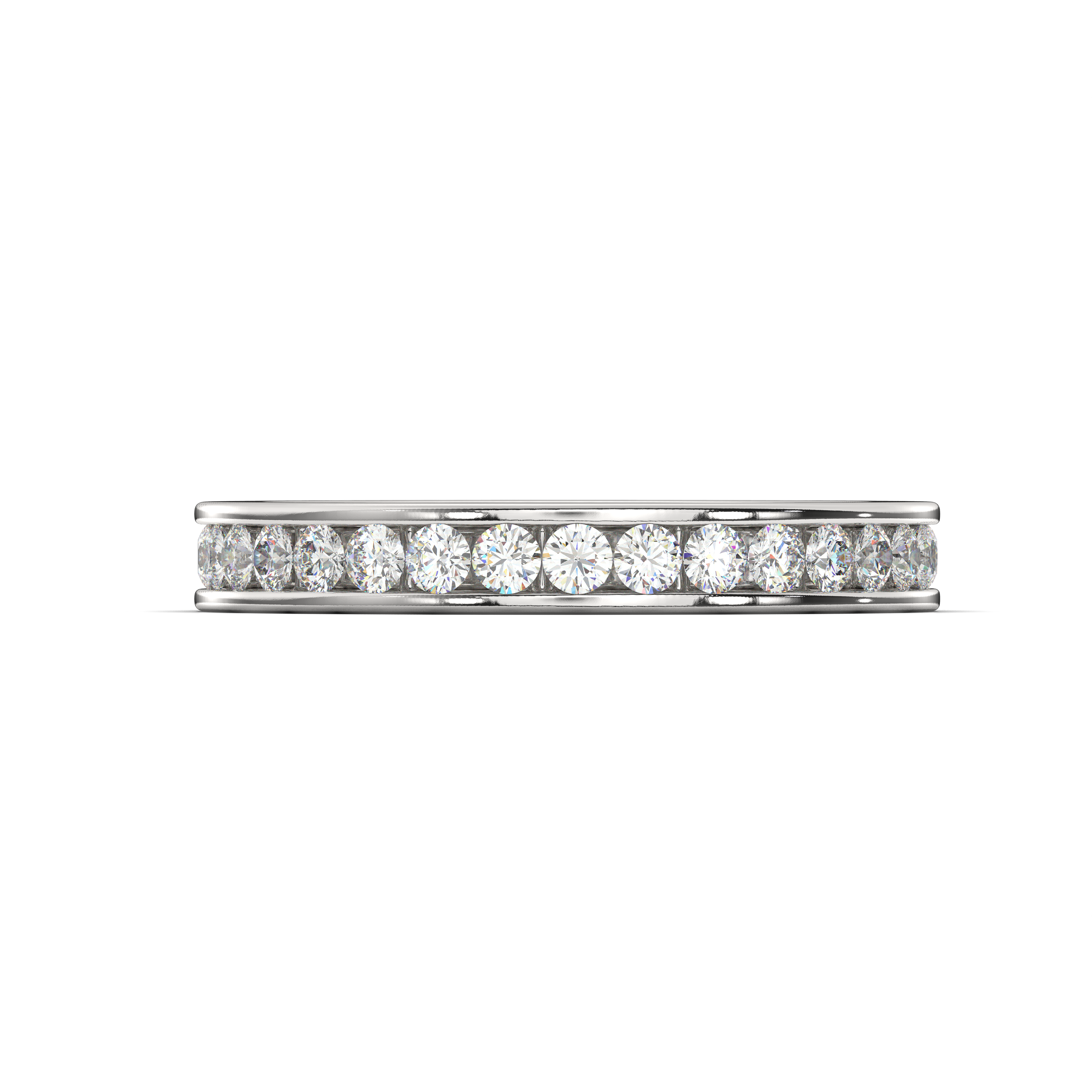 The One Diamond Channel Set Wedding Band White Gold 