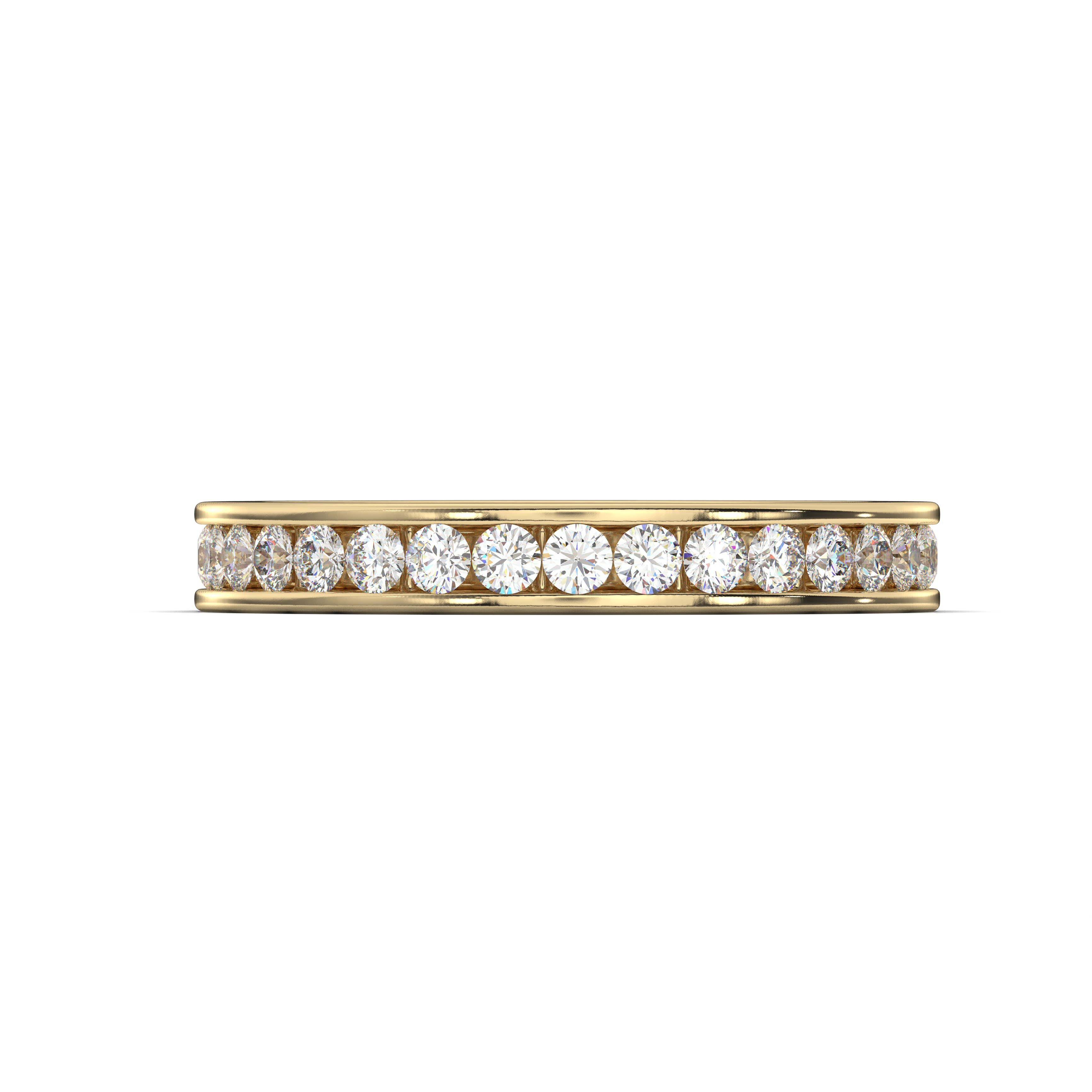 The One Diamond Channel Set Wedding Band Yellow Gold 