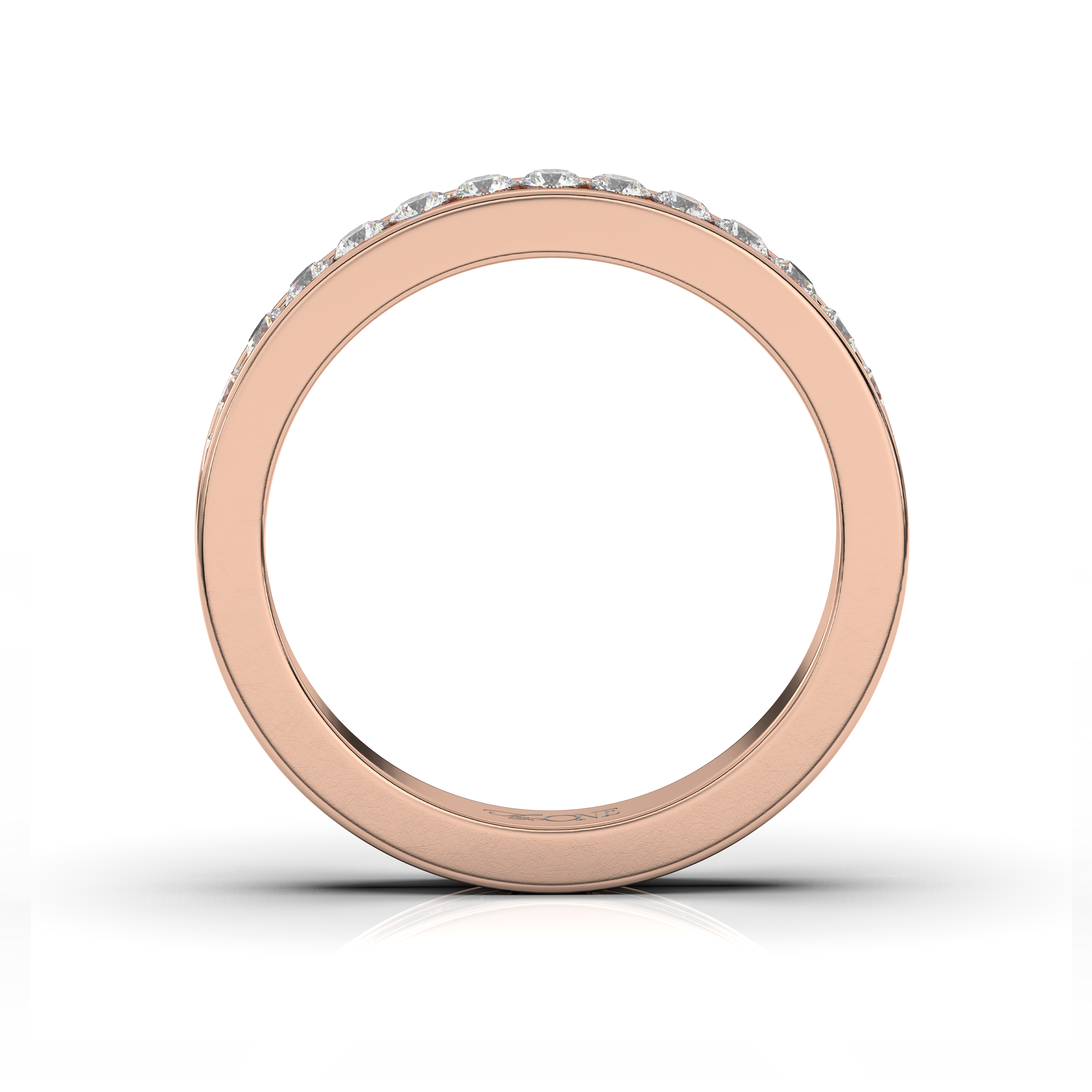 The One Diamonds Classic Round Channel Band Rose Gold Side View