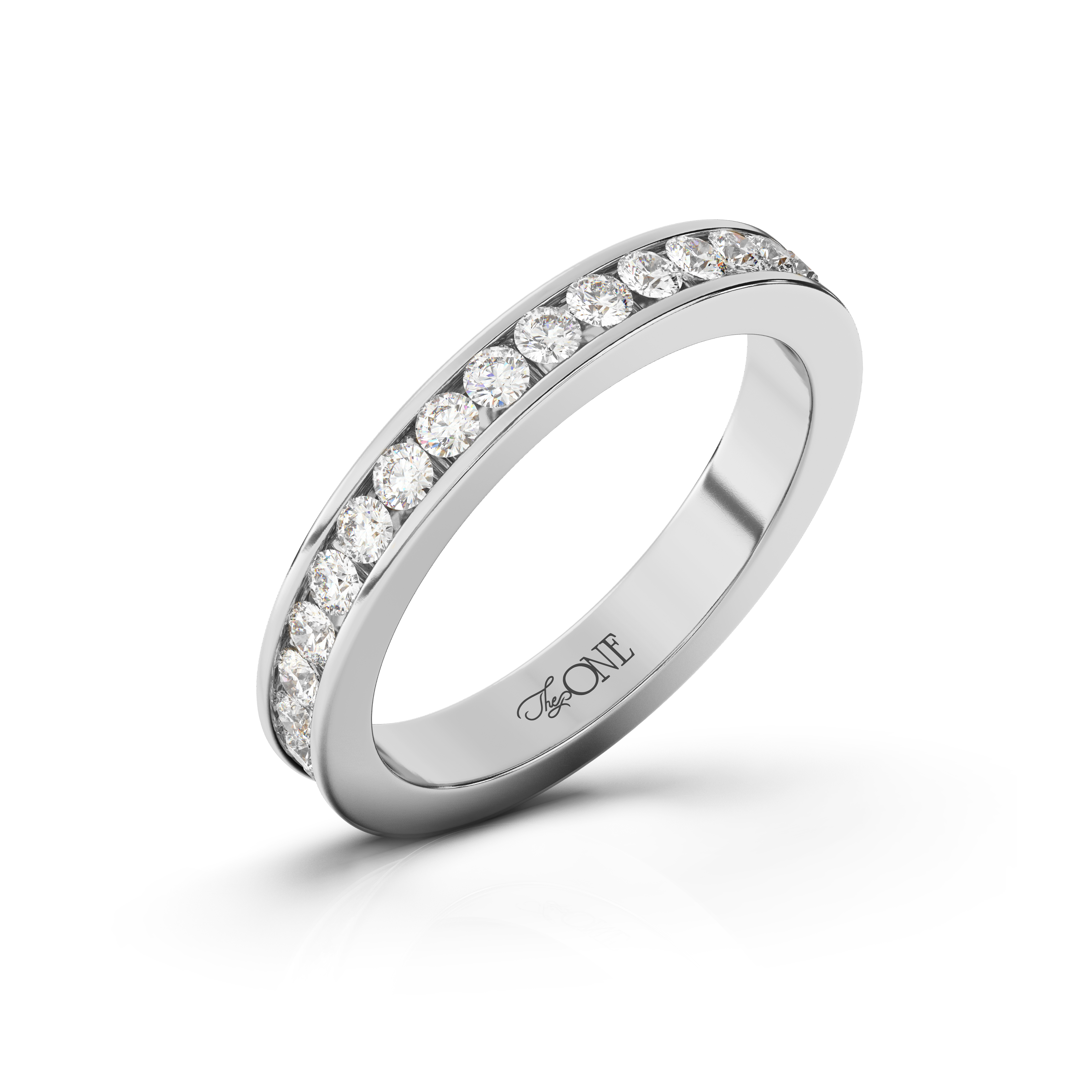 The One Diamonds Classic Round Channel Band White Gold