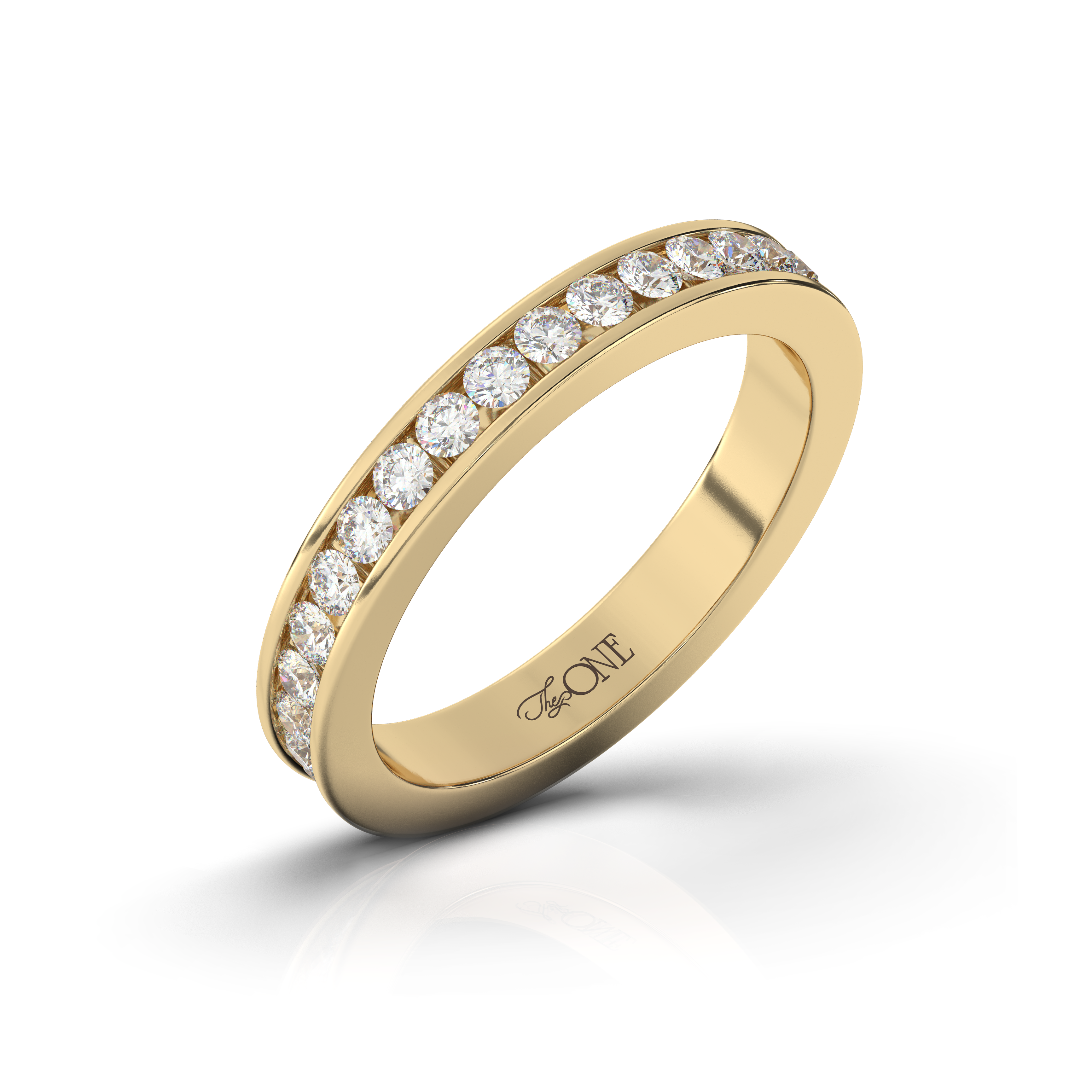 The One Diamonds Classic Round Channel Wedding Band Yellow Gold