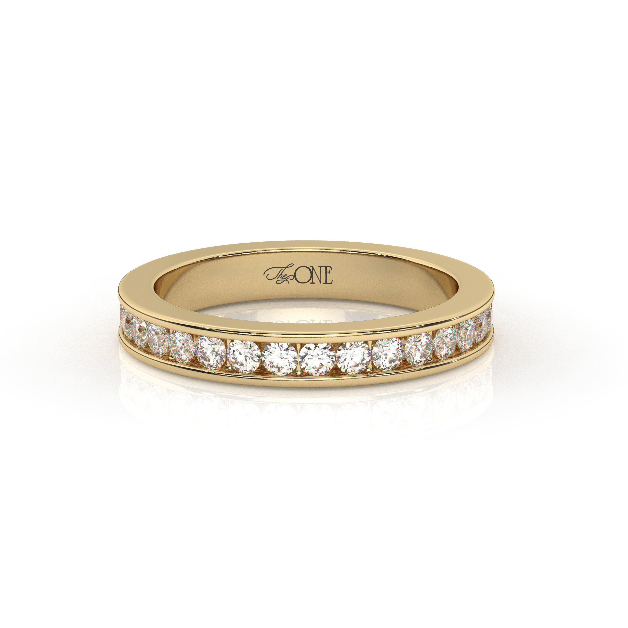 The One Diamonds Classic Round Channel Wedding Band Yellow 