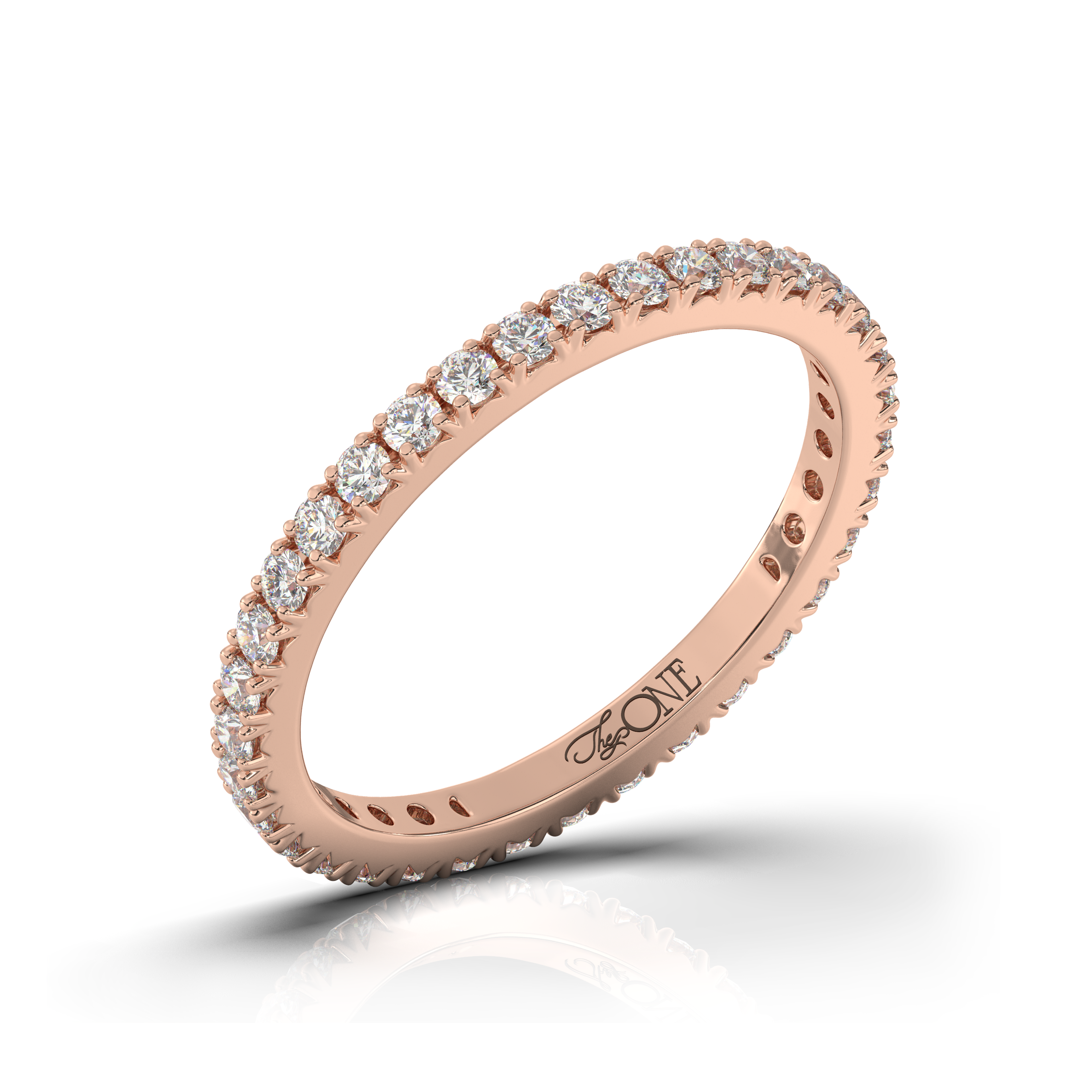 The One Diamonds Full Eternity Pave Band Rose Gold Angled View