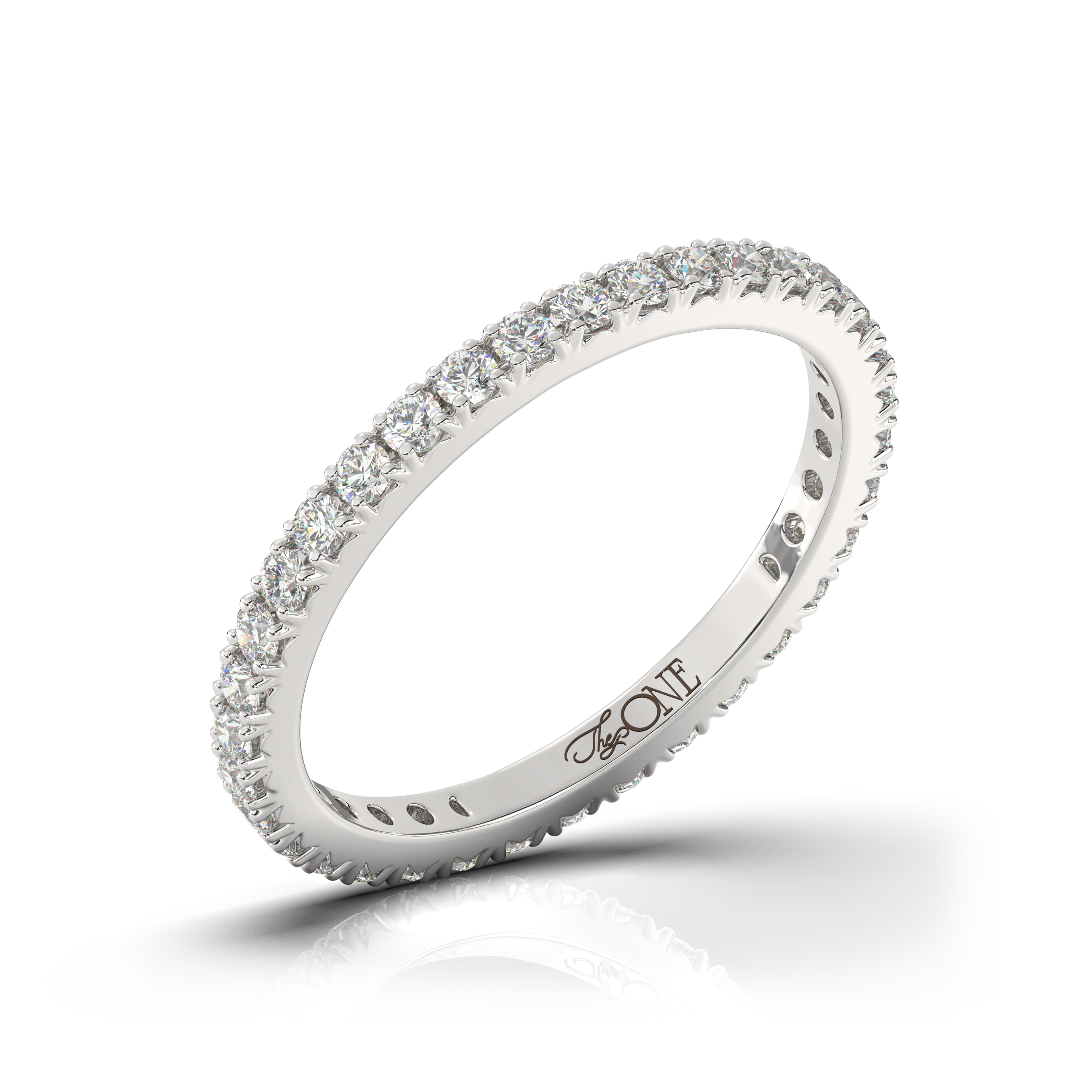 The One Diamonds Full Eternity Pave Band White Gold Angled View