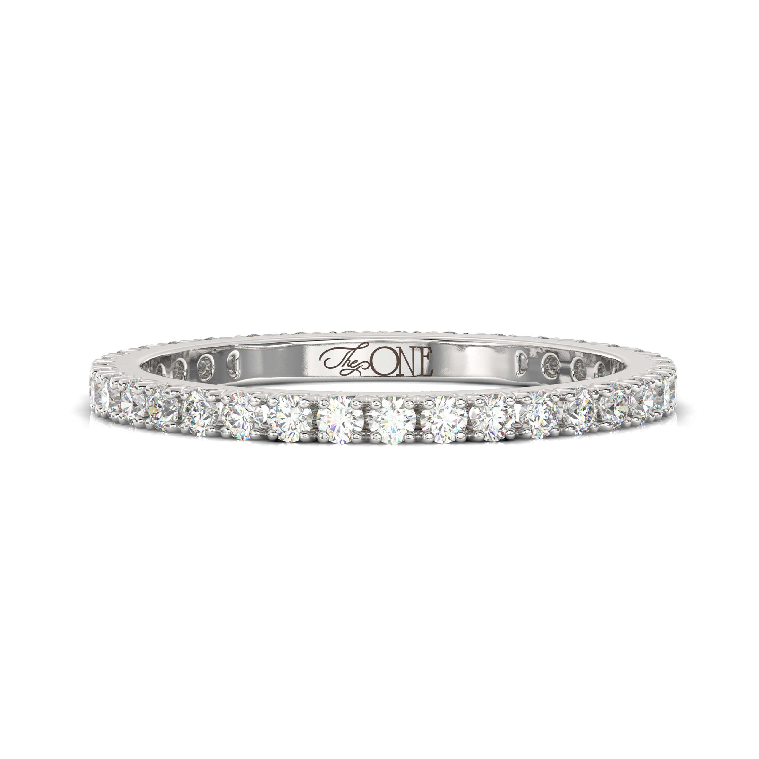 The One Diamonds Full Eternity Pave Band White Gold Front View