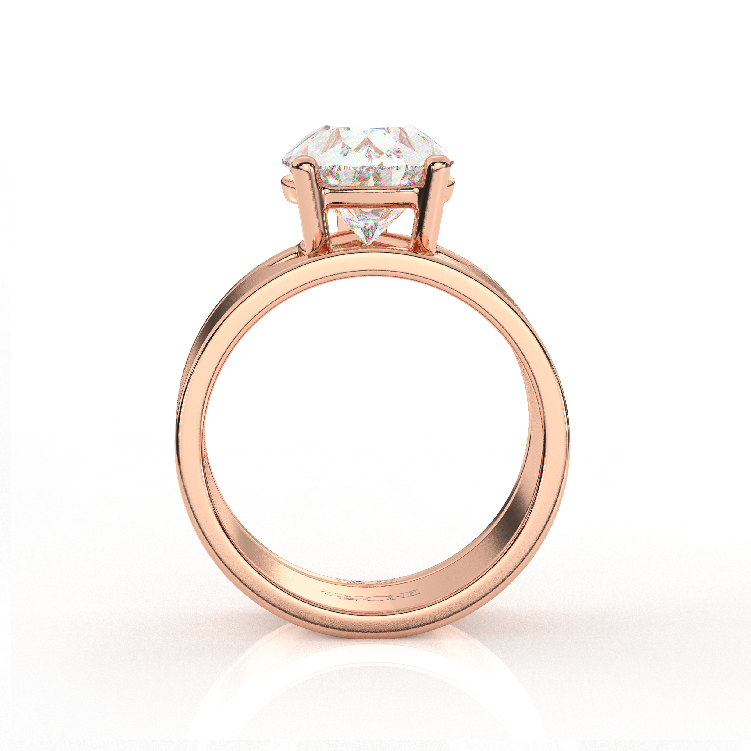 The One Illimite Pear Bridal Diamond Engagement Set Rose Gold Side