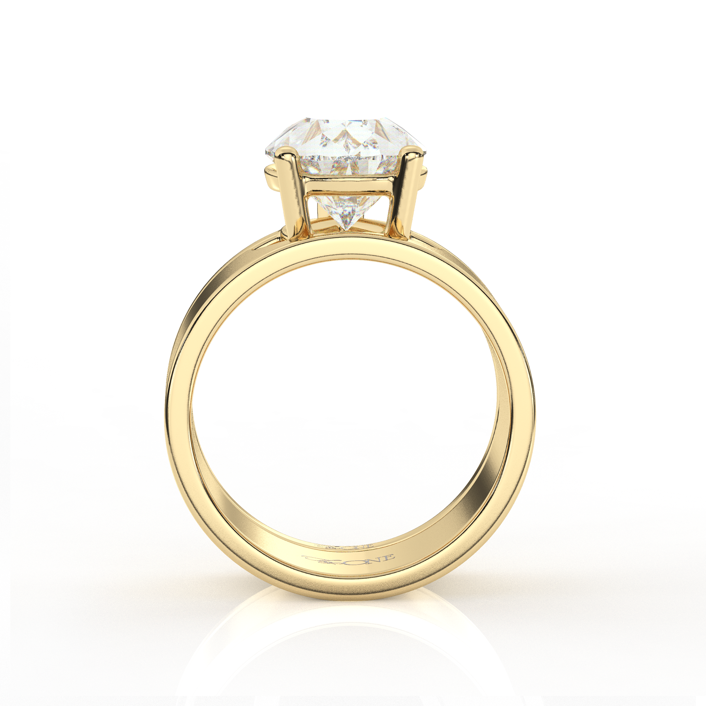 The One Illimite Pear Bridal Diamond Engagement Set Yellow Gold Side