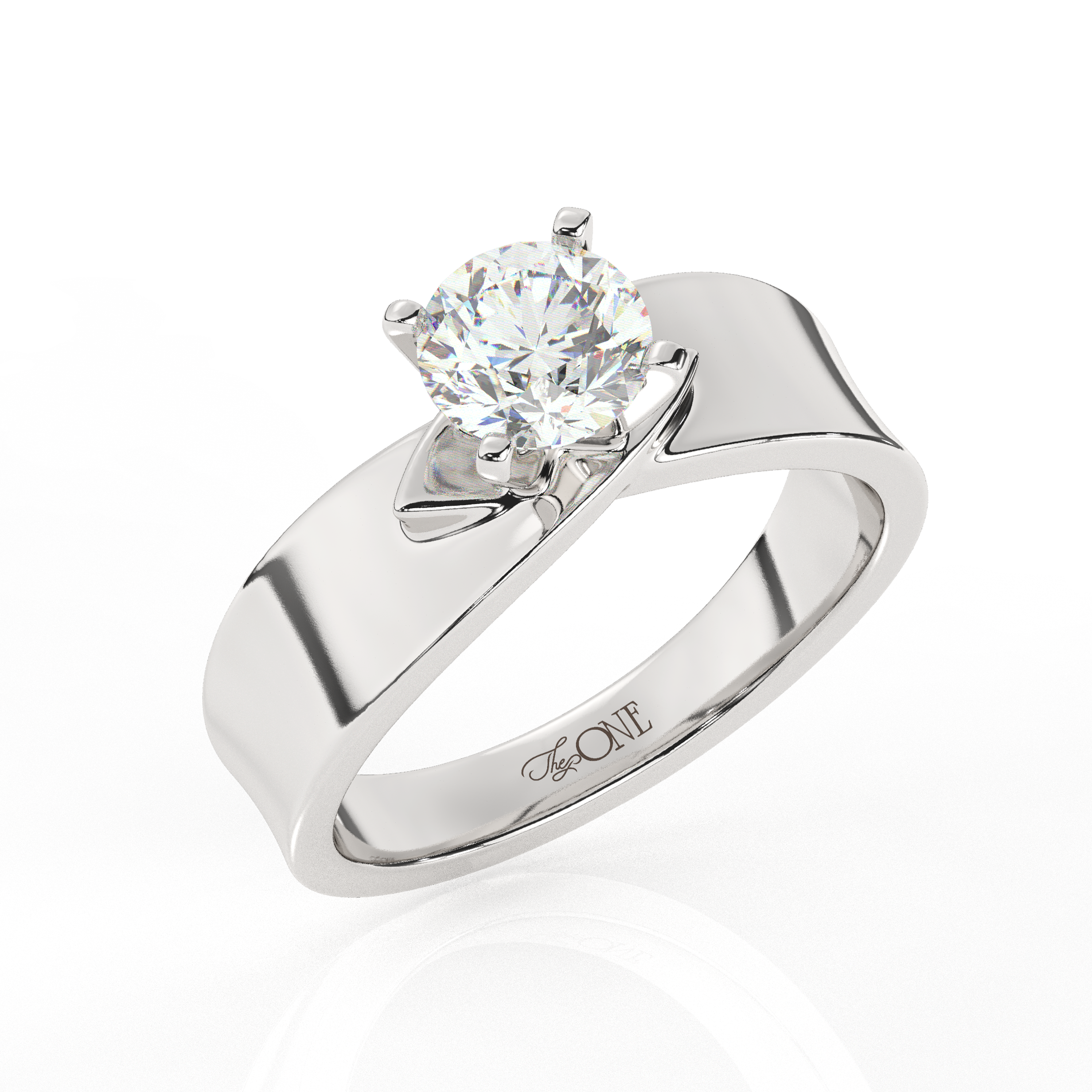 The One Illimite Round Solitaire Diamond Engagement Ring White Gold Angled 