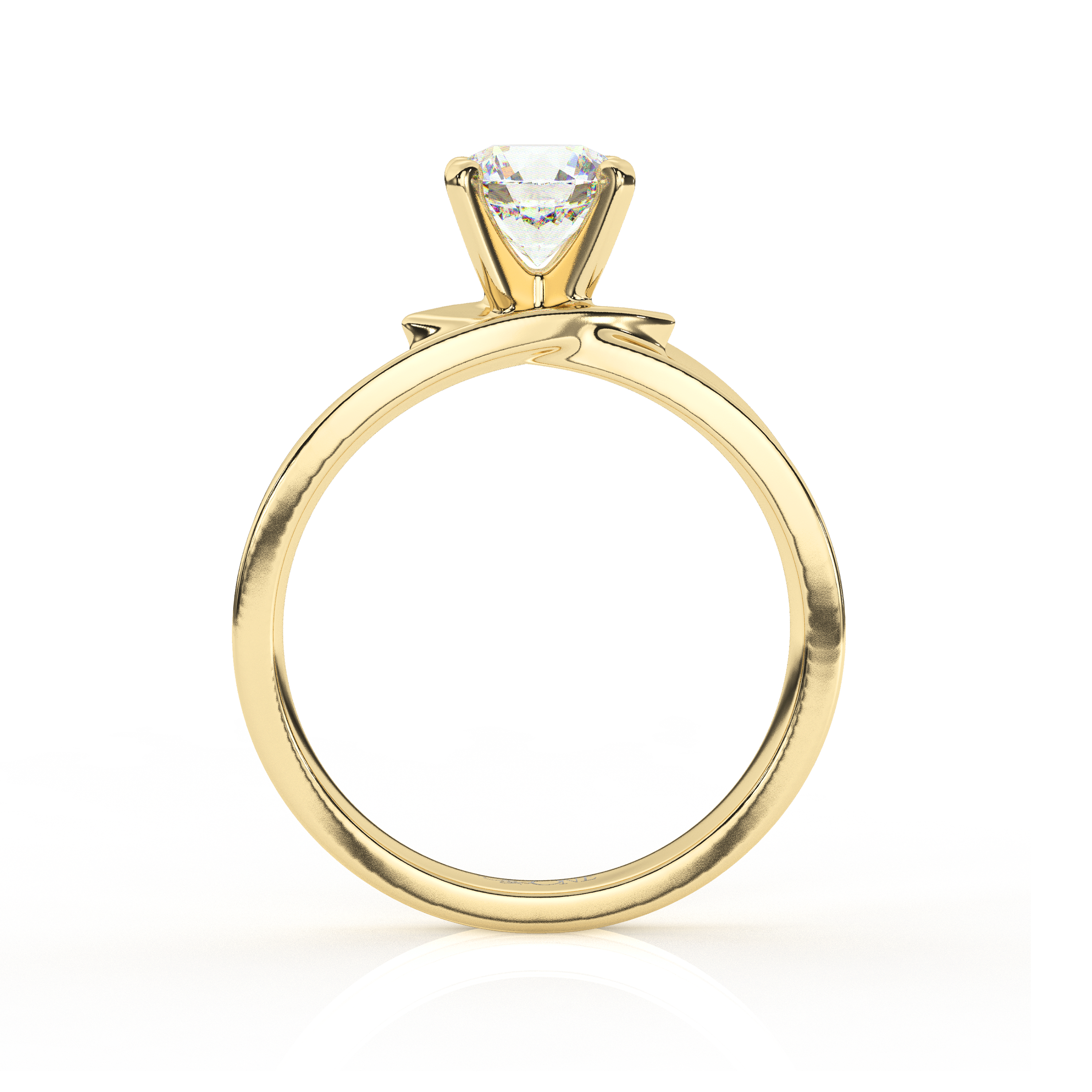 The One Illimite Round Solitaire Diamond Engagement Ring Yellow Gold Side