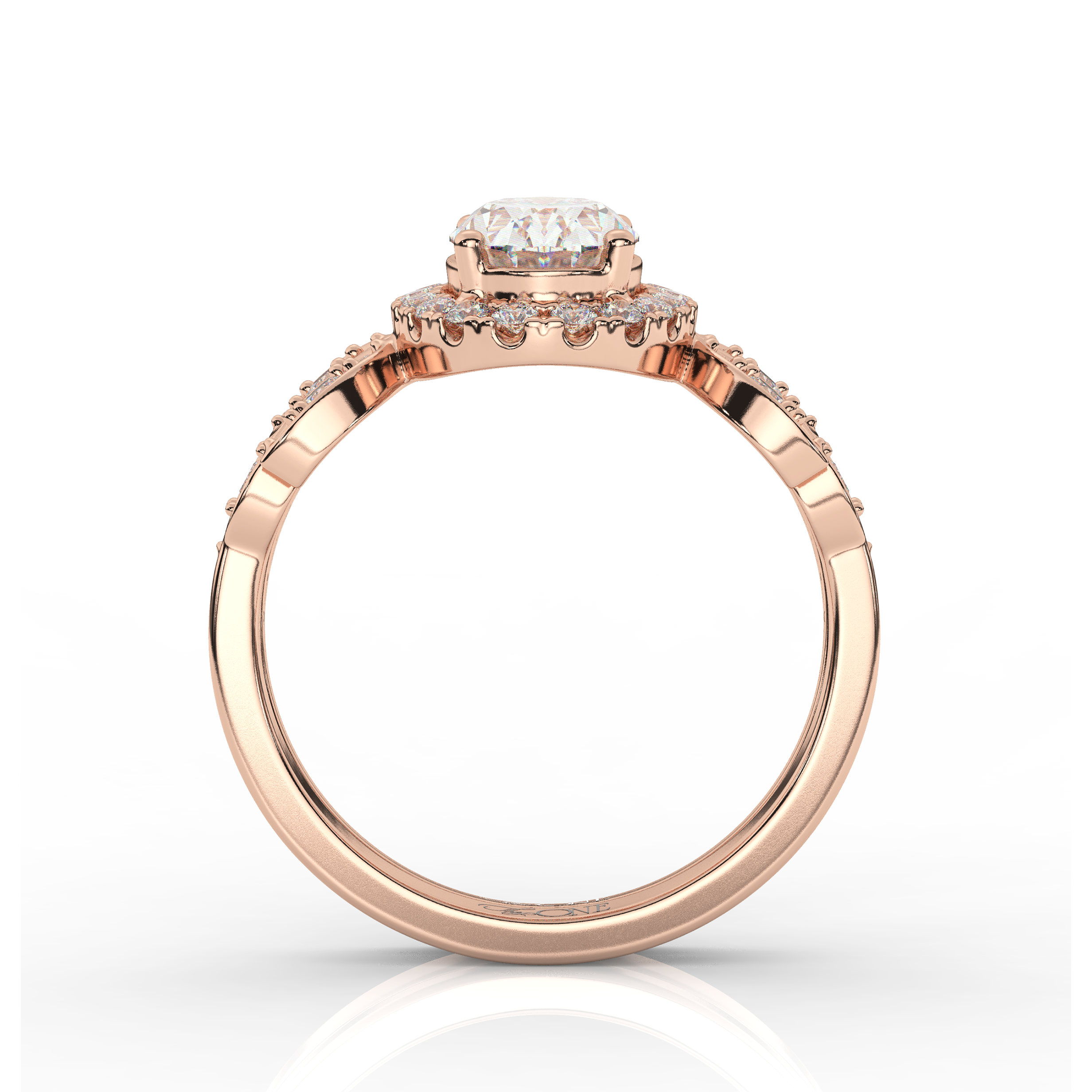 The One Oval Diamond Bridal Set Rose Gold Side