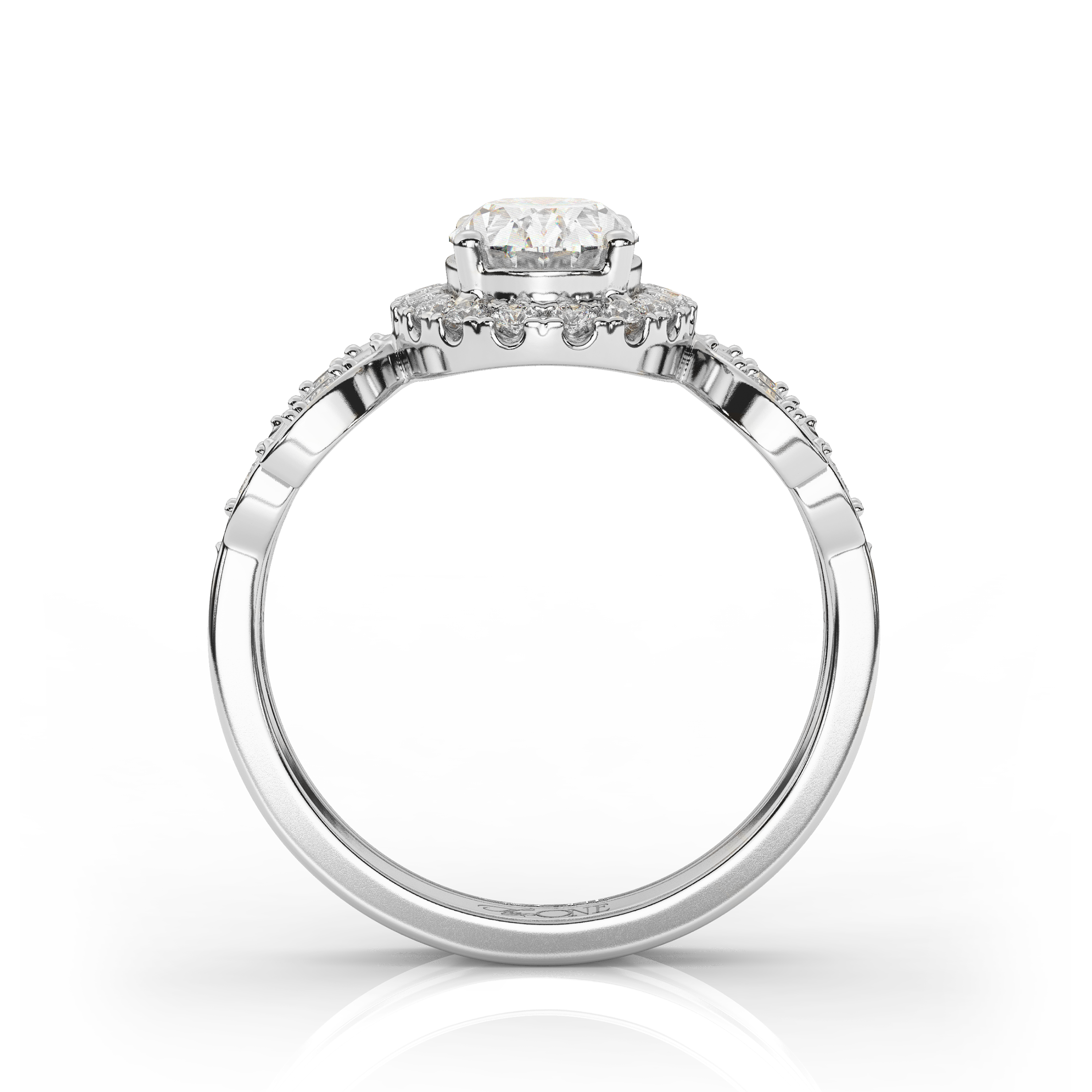 The One Oval Diamond Bridal Set White Gold Side