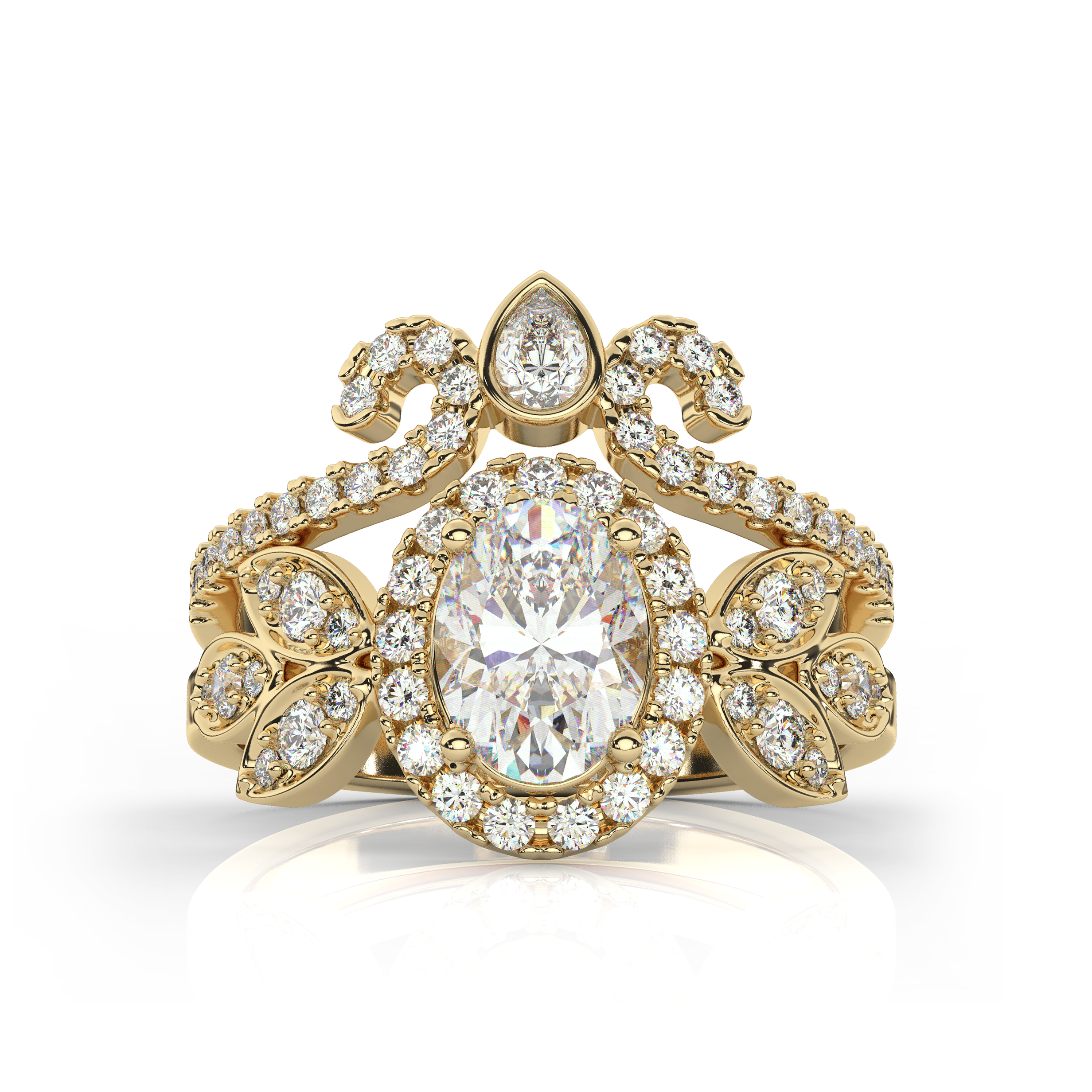 The One Oval Diamond Bridal Set Yellow Gold Front