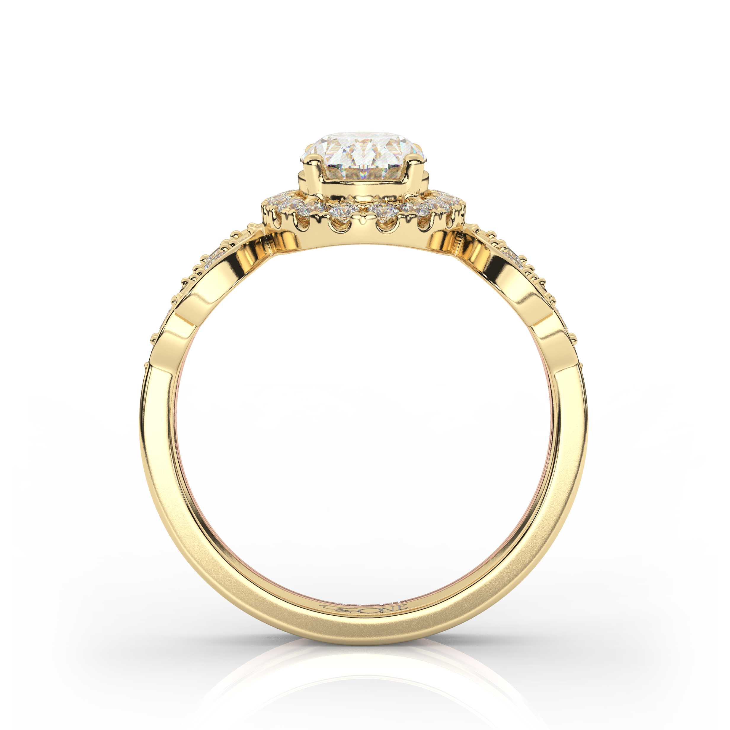 The One Oval Diamond Bridal Set Yellow Gold Side