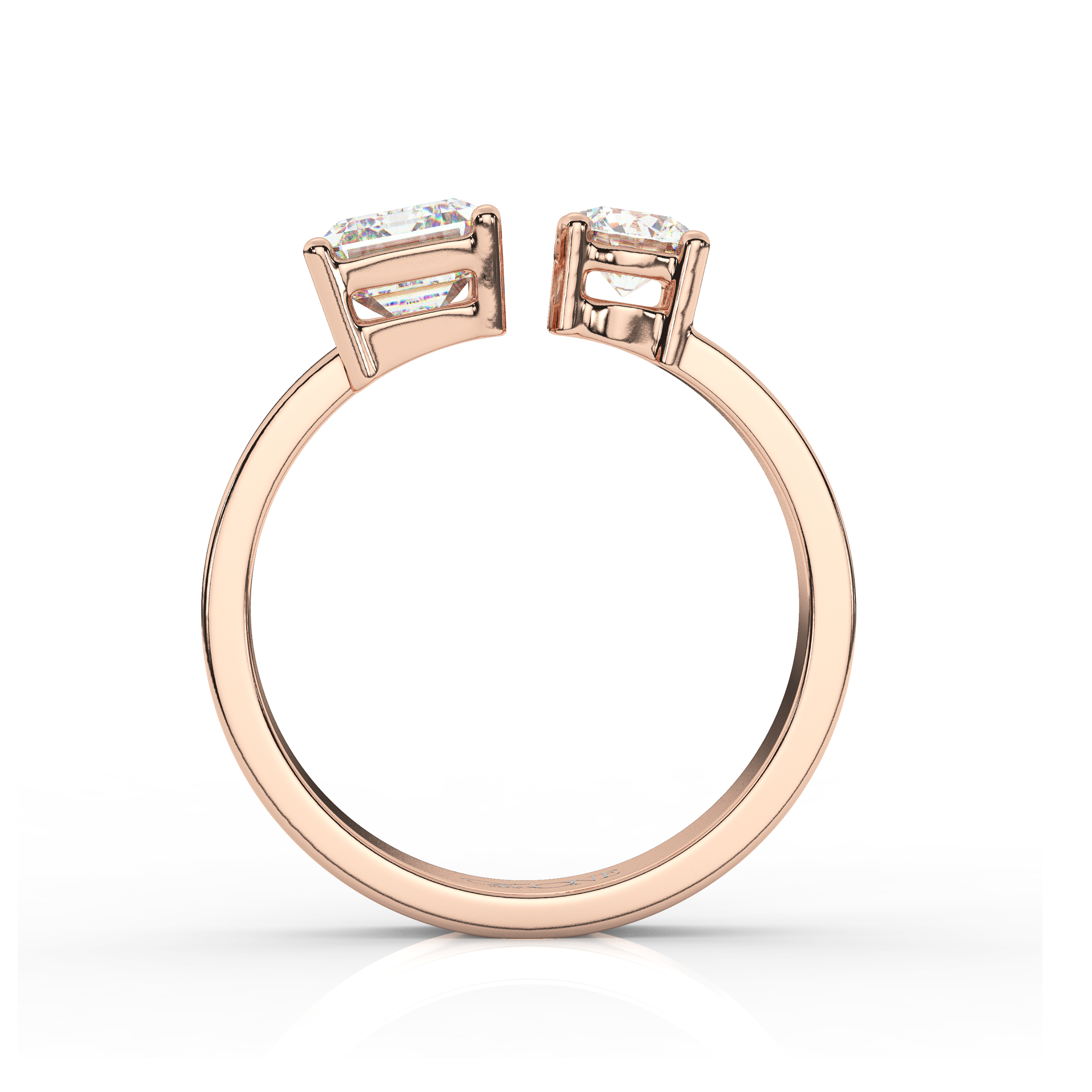 The One Toi Et Moi Diamond Engagement Ring Rose Gold Side