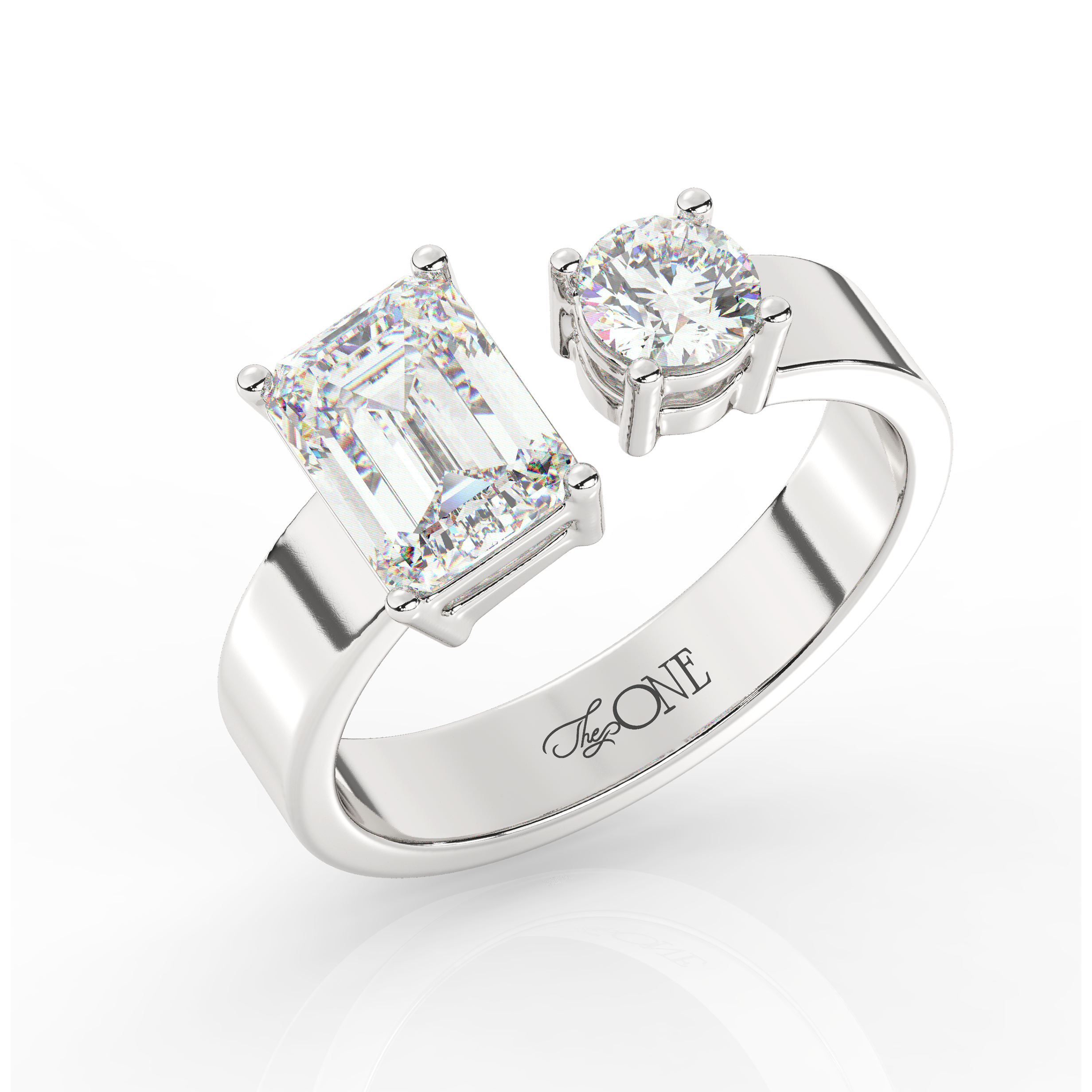 The One Toi Et Moi Diamond Engagement Ring White Gold Angled 