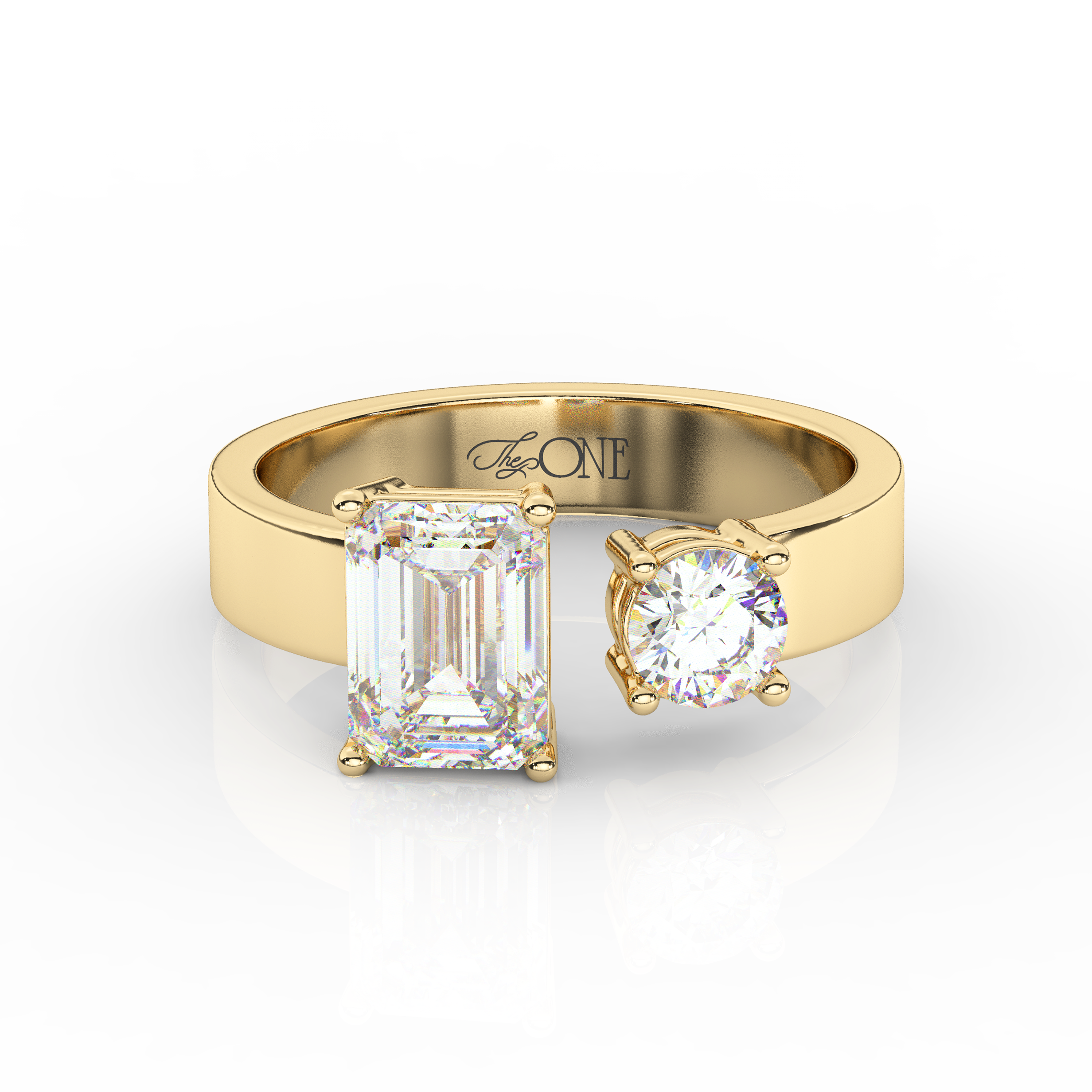 The One Toi Et Moi Diamond Engagement Ring Yellow Gold Front