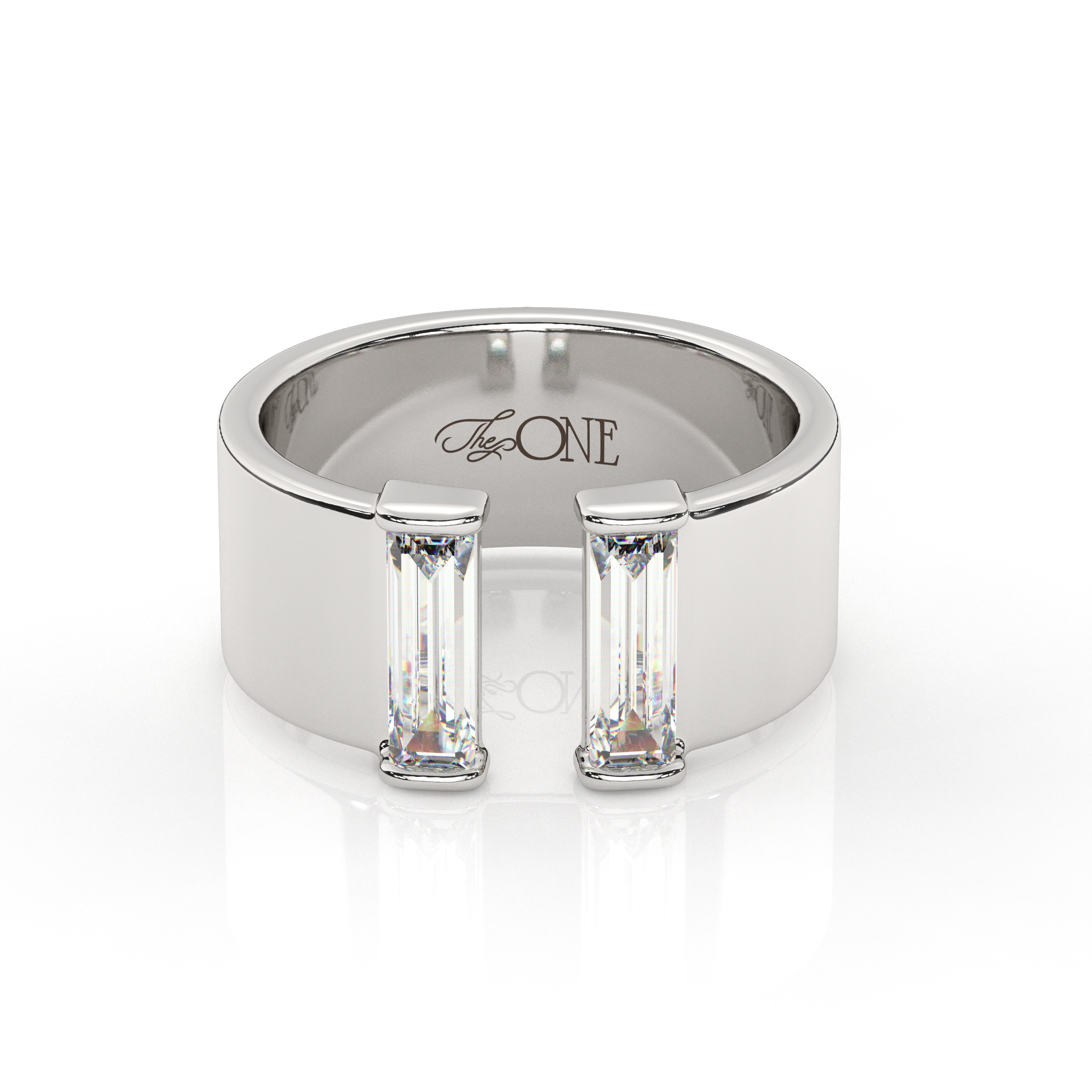 Twin Baguette Diamond Ring White Gold 