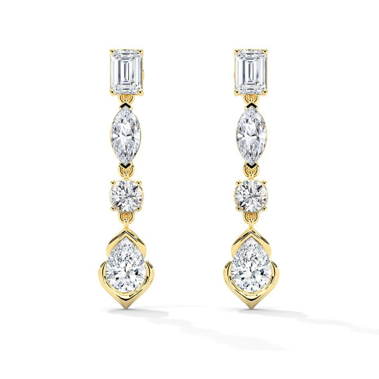 Four-Shape Diamond Drop Earrings