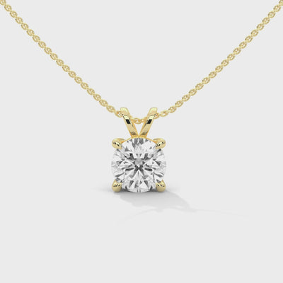 The One Classic Round Diamond Solitaire Pendant Yellow Gold