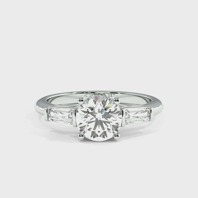 The One Round & Baguette Diamond Trilogy Engagement Ring