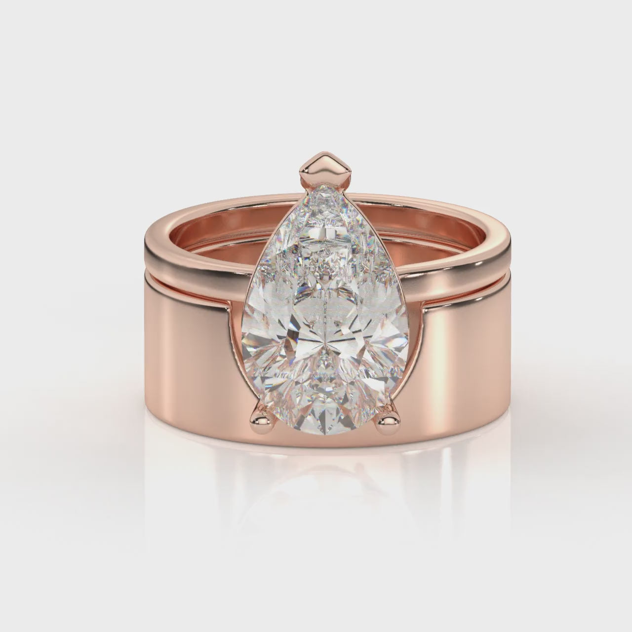 The One Illimite Pear Bridal Diamond Engagement Set Rose Gold 