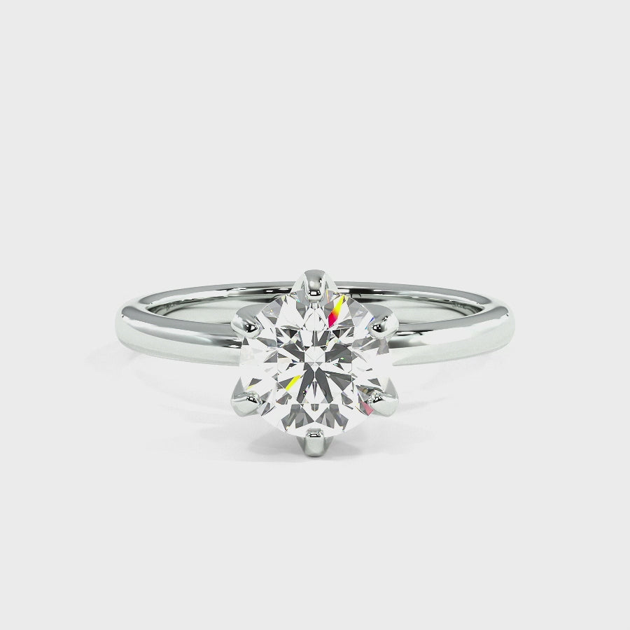 The One Classic Round Diamond Solitaire Engagement Ring White Gold 