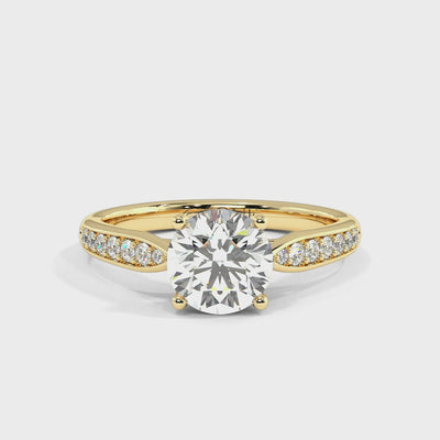 The One Classic Round Diamond Tapered Engagement Ring Yellow Gold 